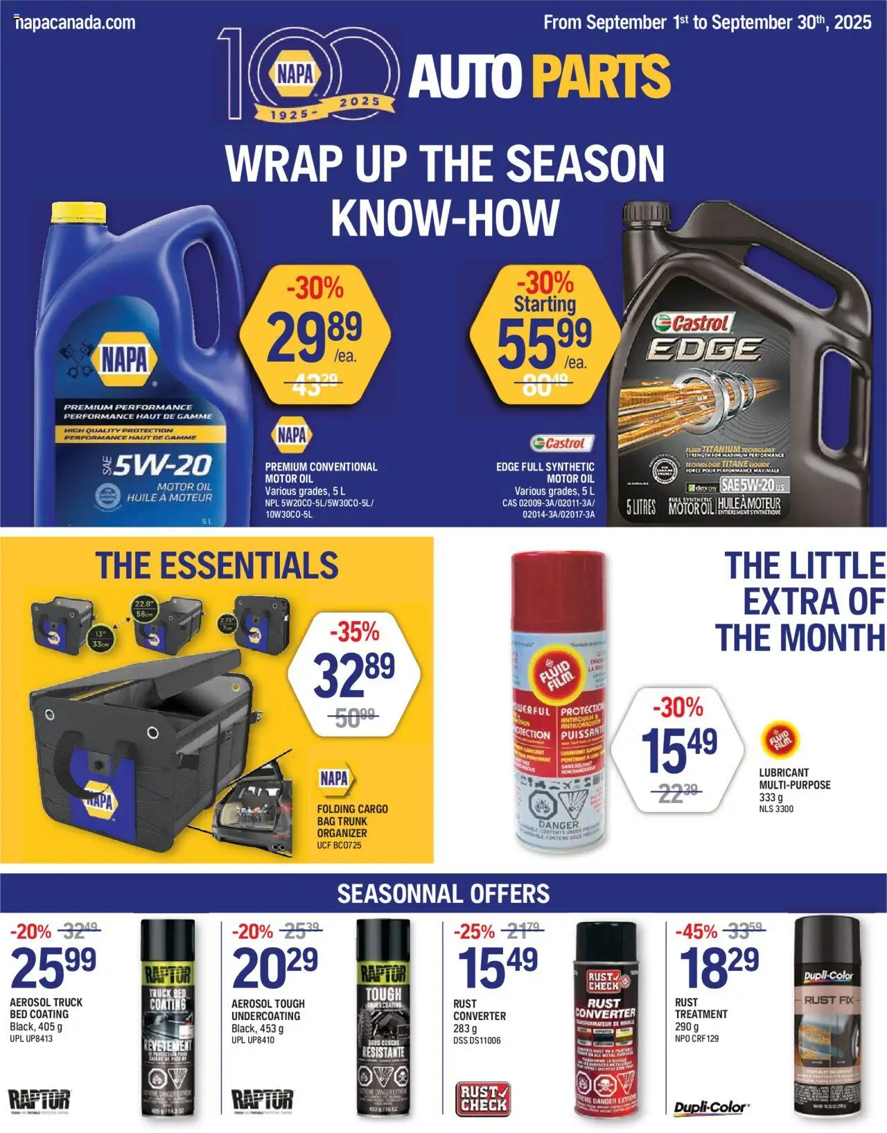 NAPA Auto Parts weekly flyer - page 1- valid from Sep 1, 2025