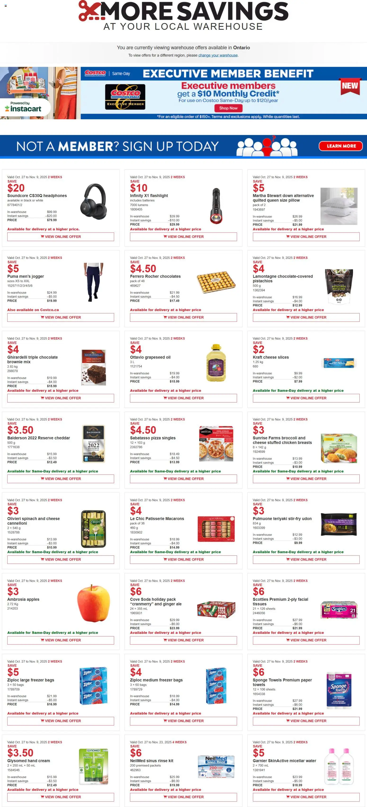 Costco weekly flyer - page 1- valid from Oct 27, 2025