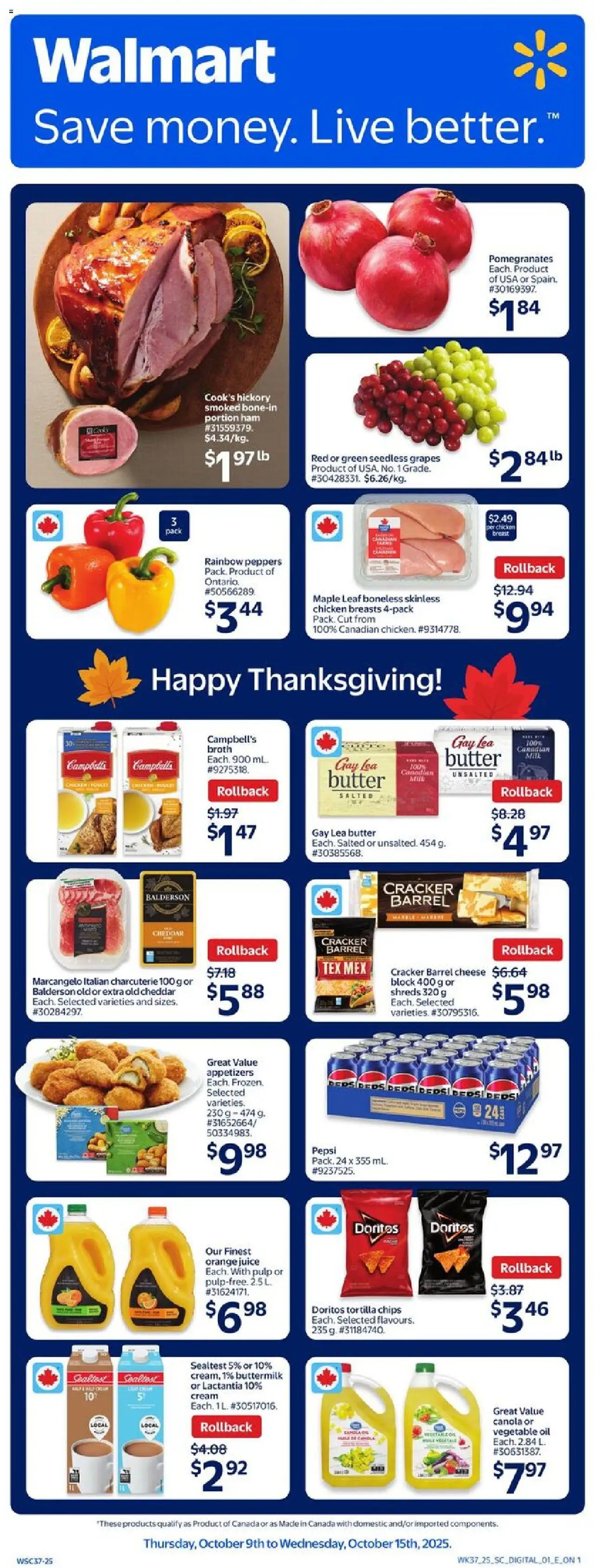 Walmart weekly flyer - page 1- valid from Oct 9, 2025