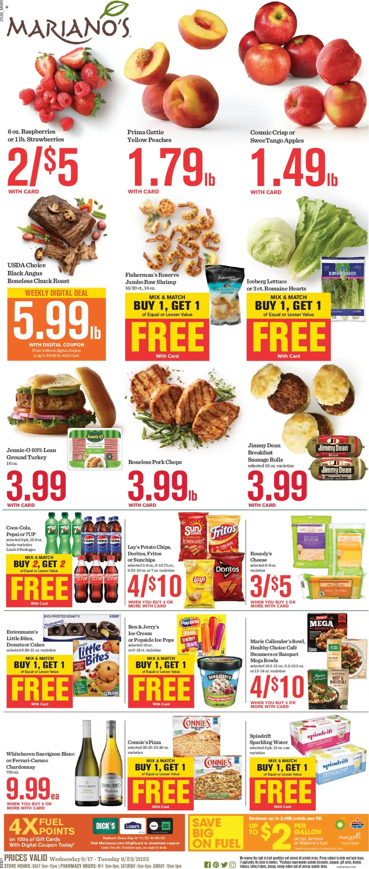 Mariano's Weekly Ad - page 1- valid from 09/17/2025