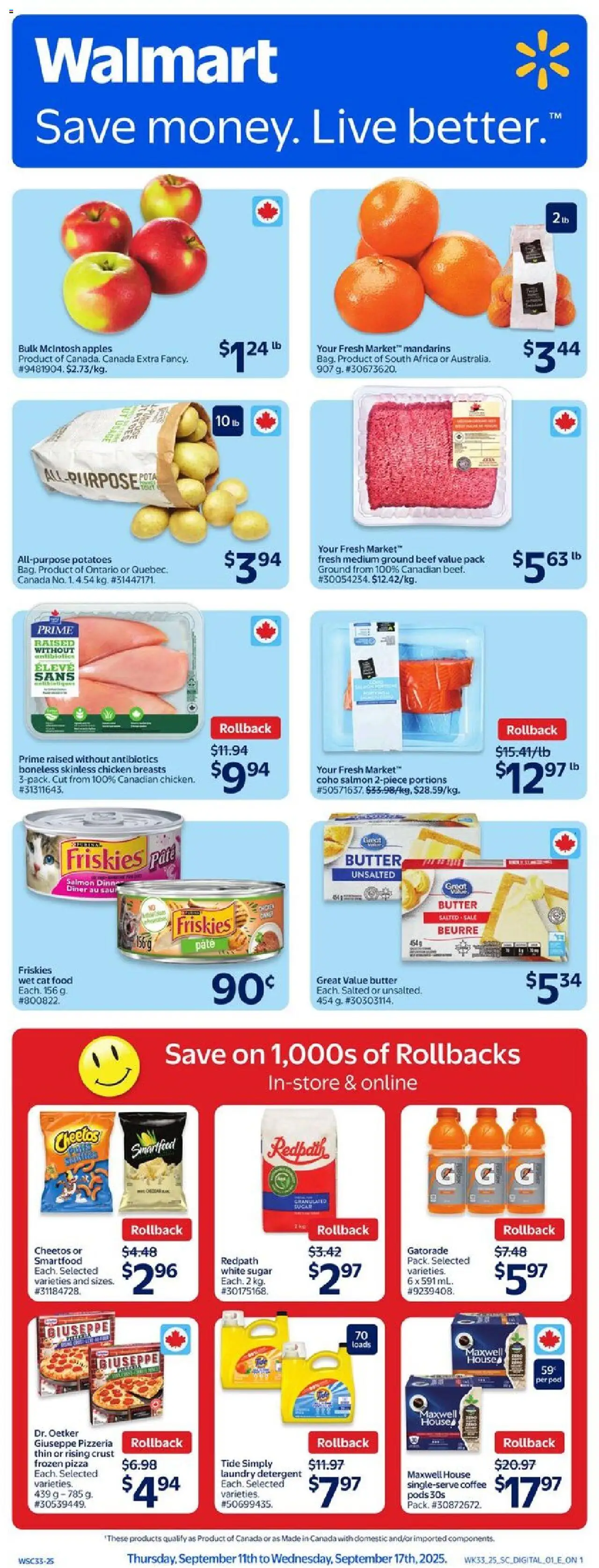 Walmart weekly flyer - page 1- valid from Sep 11, 2025
