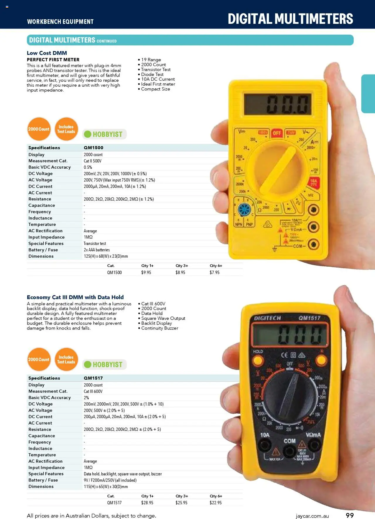 Jaycar Engineering & Scientific Catalogue 2025/2026  - page 99- valid from 09/07/2025