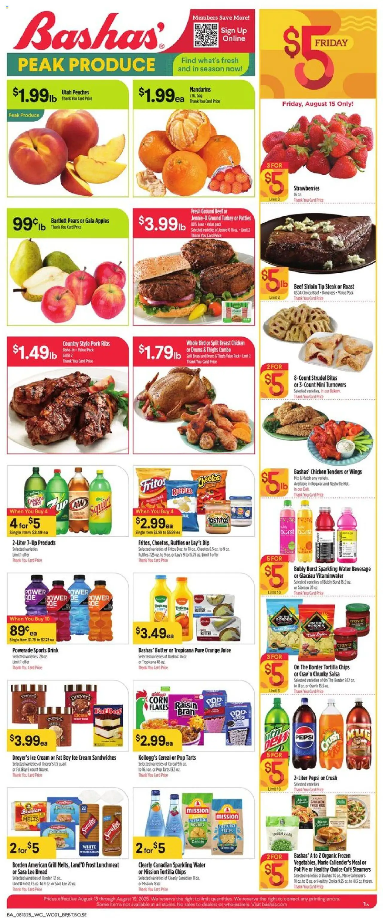 Basha's Weekly Ad - page 1- valid from 08/13/2025