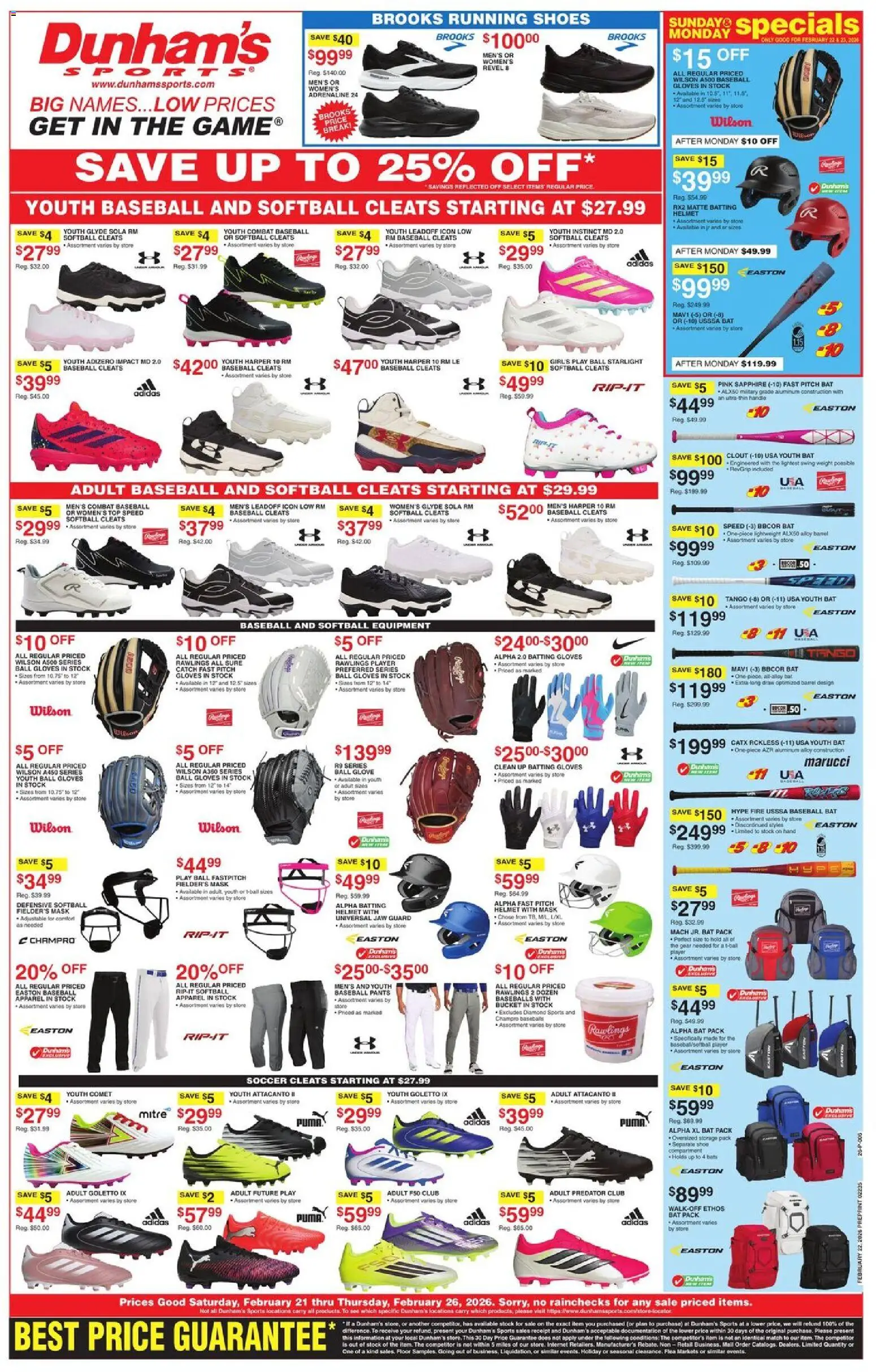 Dunham's Sports Weekly Ad - page 1- valid from 02/21/2026