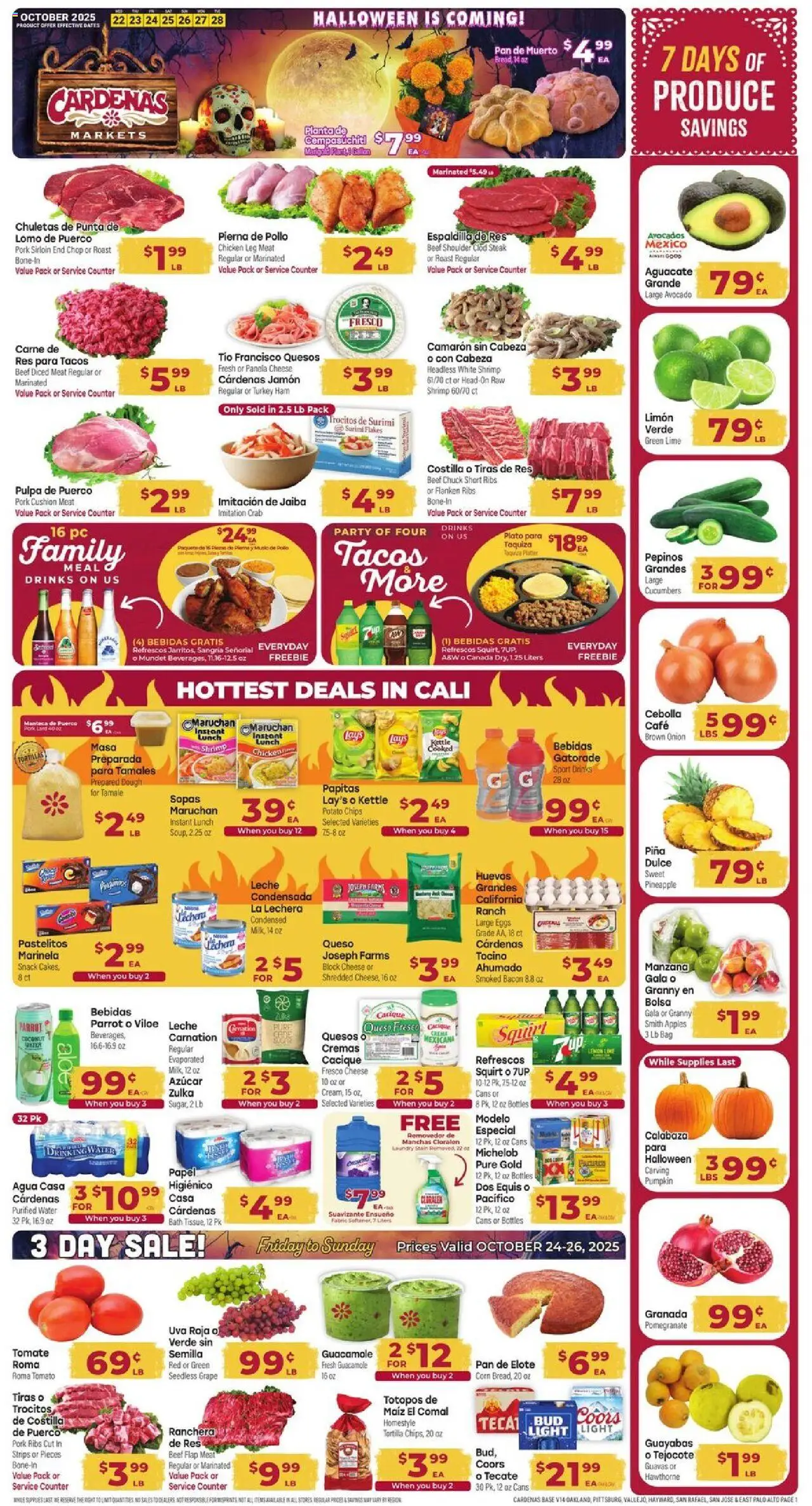 Cardenas Weekly Ad - page 1- valid from 10/22/2025