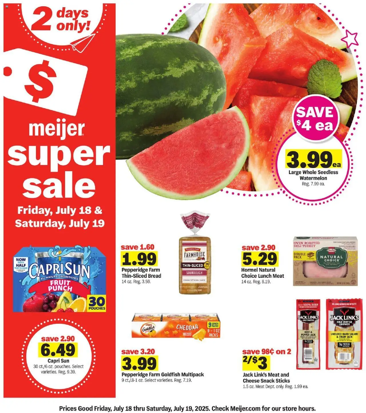 Meijer Ad - page 1- valid from 07/18/2025