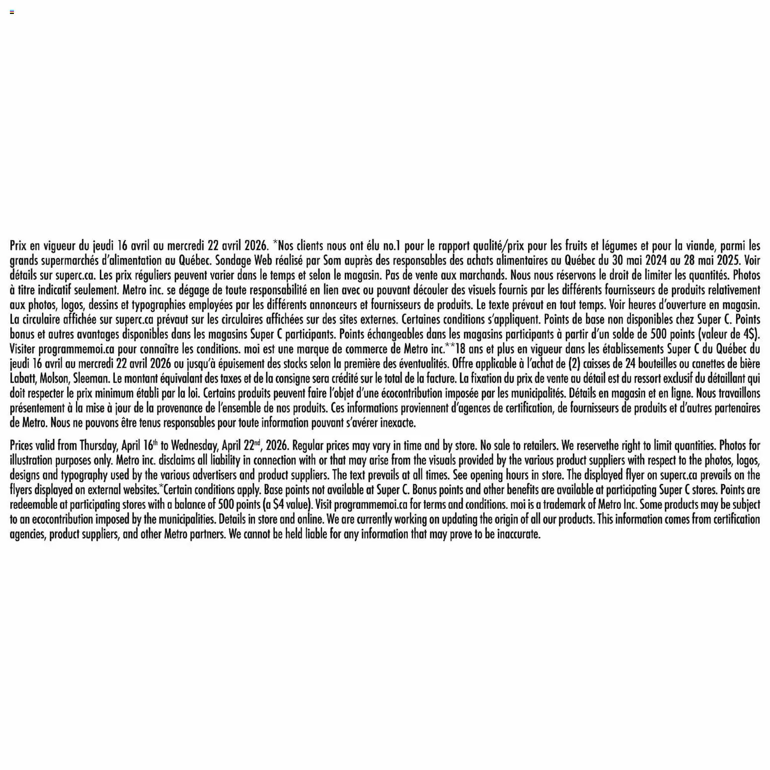 Super C weekly flyer / circulaire - page 14- valid from Apr 16, 2026