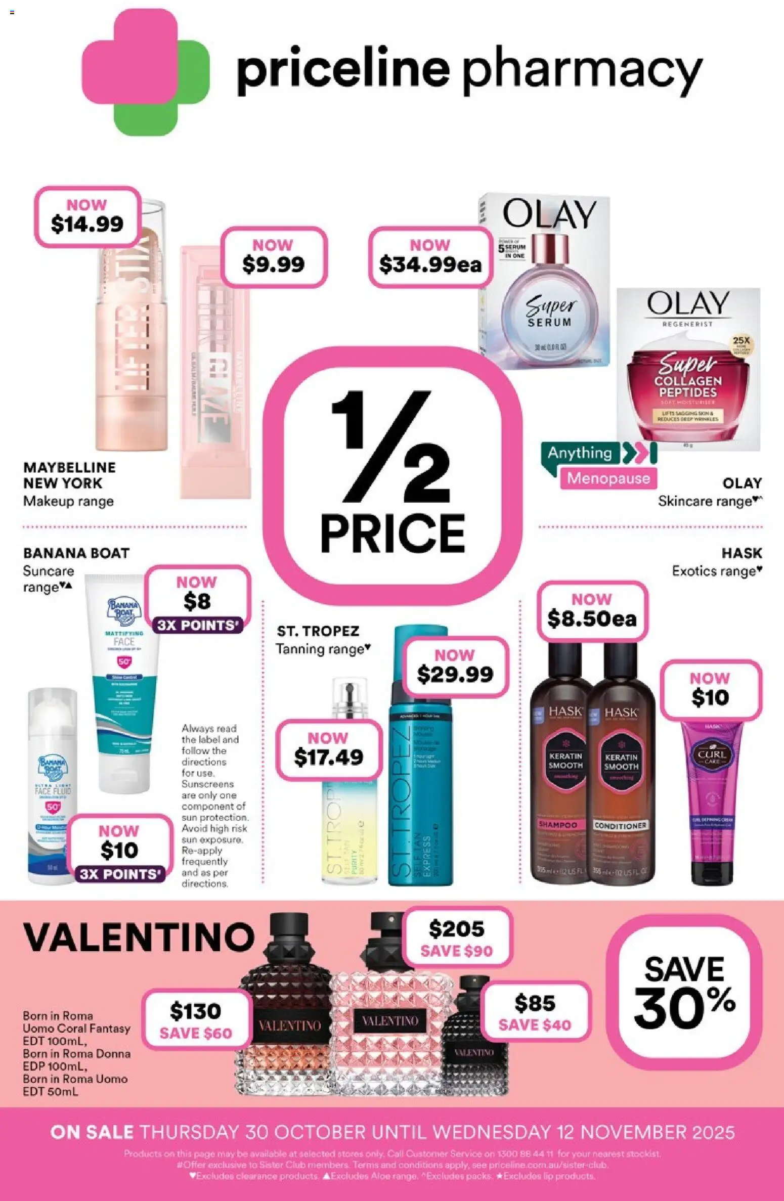 Priceline Pharmacy  Catalogue  - page 1- valid from 30/10/2025