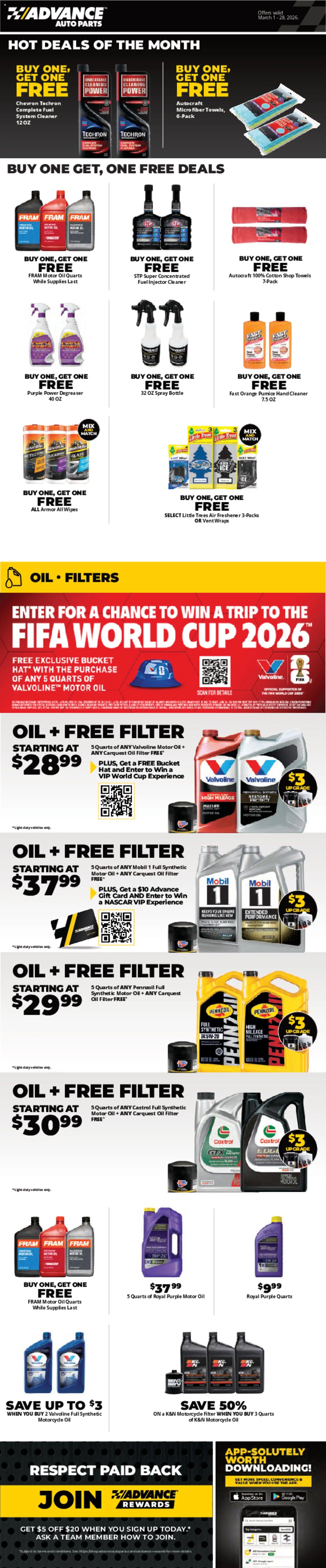 Advance Auto Parts Weekly Ad - page 1- valid from 03/01/2026