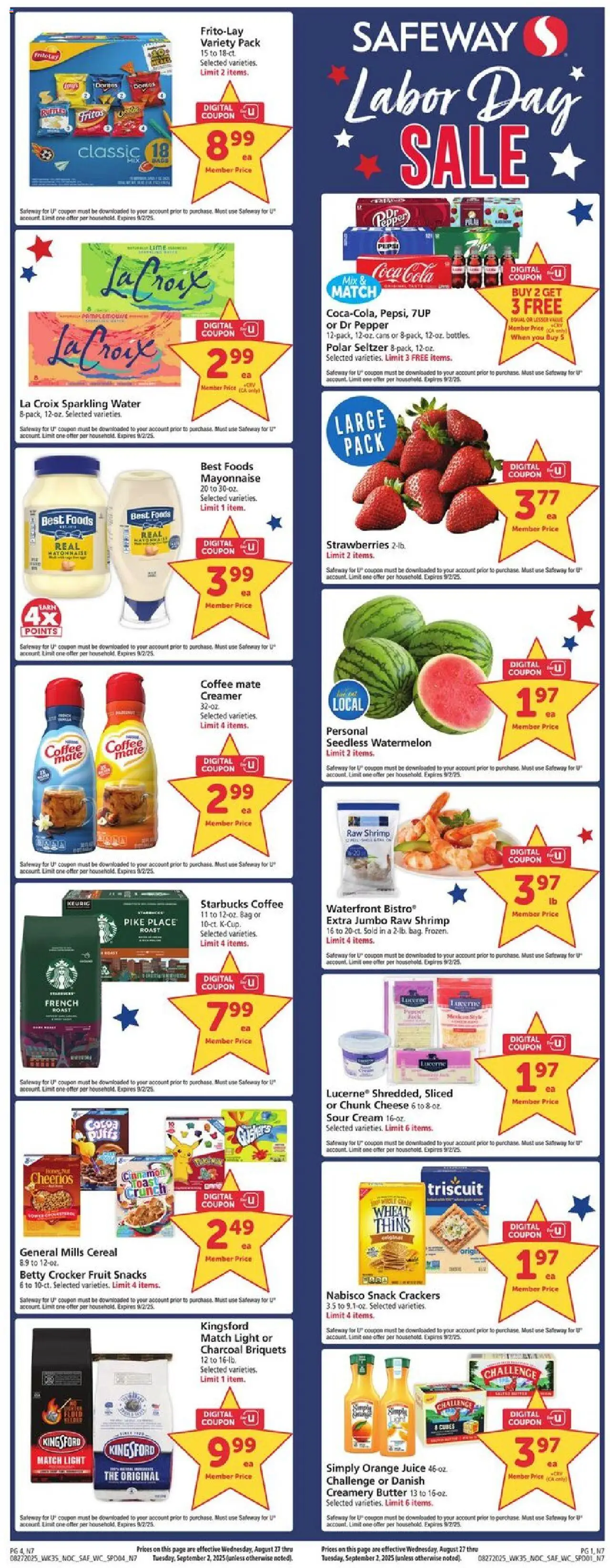 Safeway Weekly Ad - page 1- valid from 08/27/2025