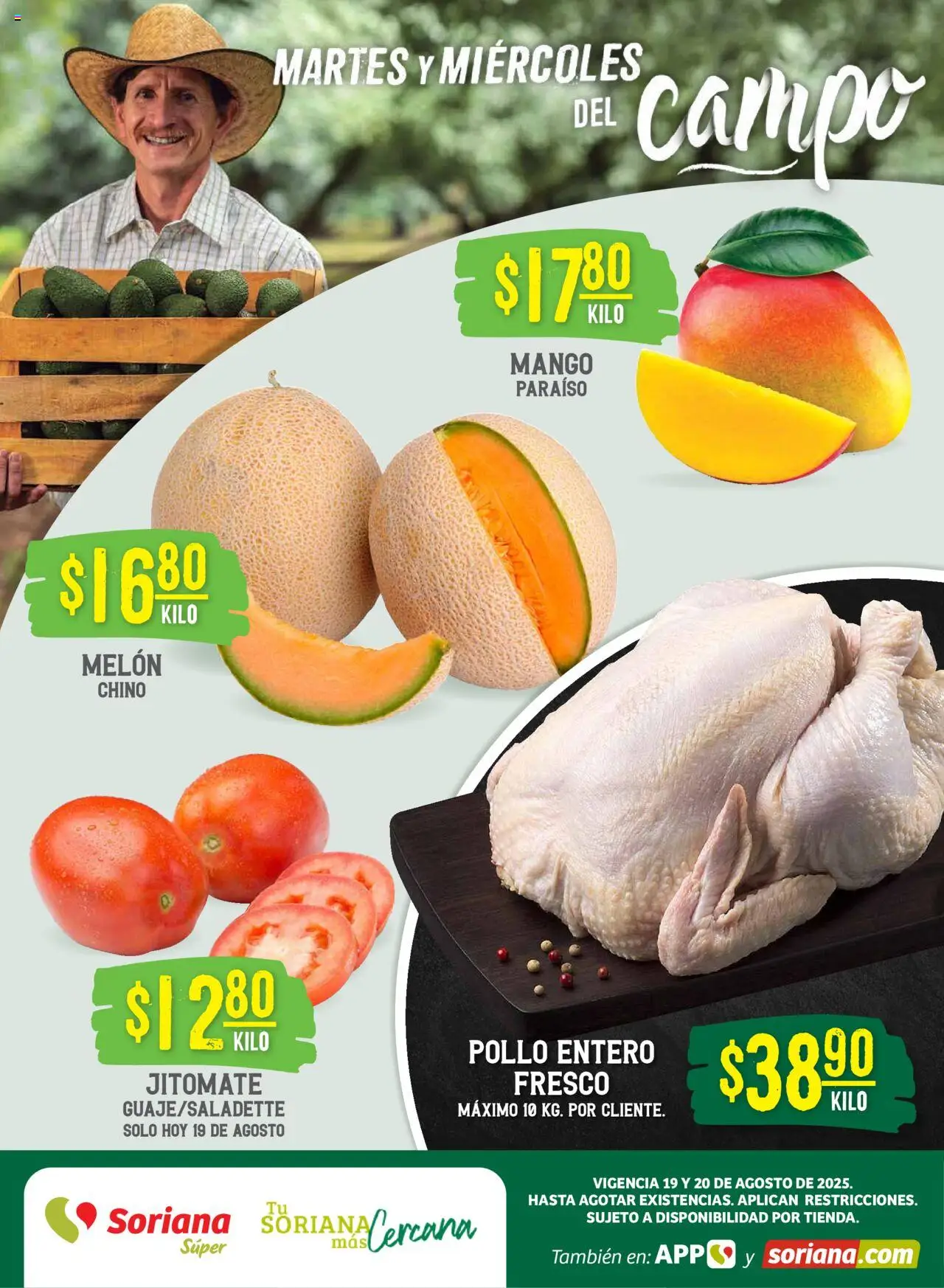Soriana - Martes y Miércoles de Campos Súper: Ags, Nay, Jal, Qro, Col, Mich, Gto, Hgo, Tlax, Mor, Pue, Gro, Oax, Edo. de Mex, Valle de México, Zac y S - página 1- válido desde 19/08/2025