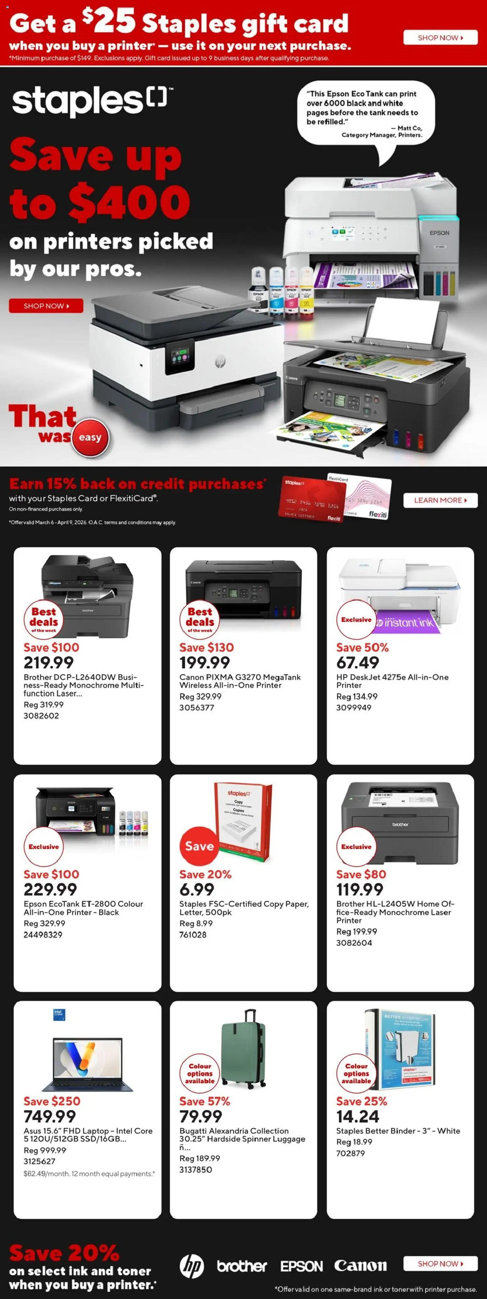 Staples weekly flyer / circulaire - page 1- valid from Mar 20, 2026
