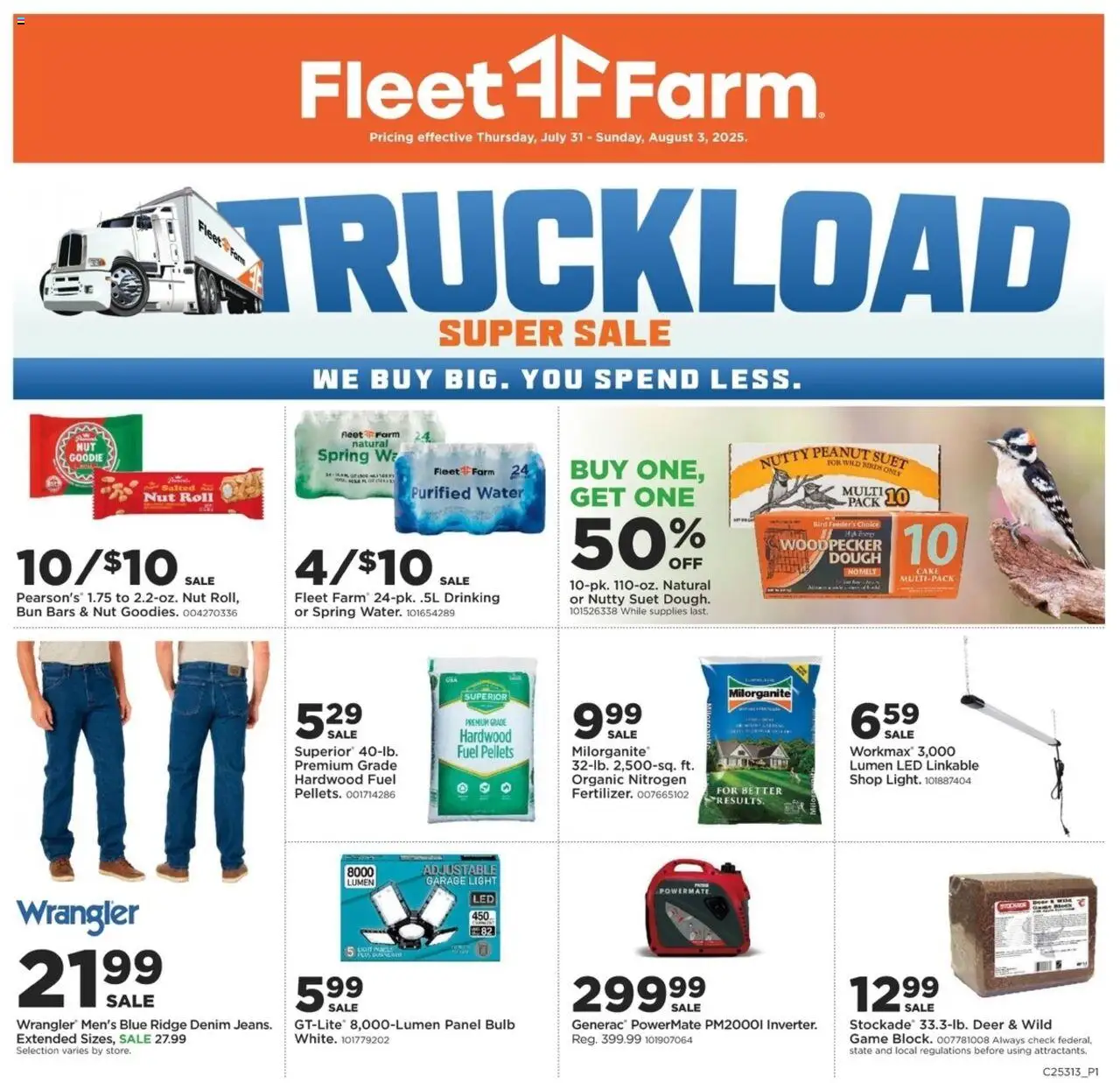 Mills Fleet Farm Weekly Ad - page 1- valid from 07/31/2025
