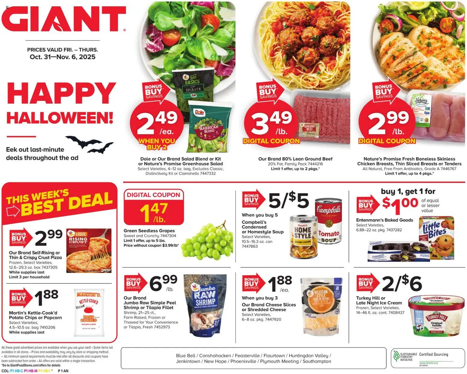 Giant Weekly Ad - page 1- valid from 10/31/2025