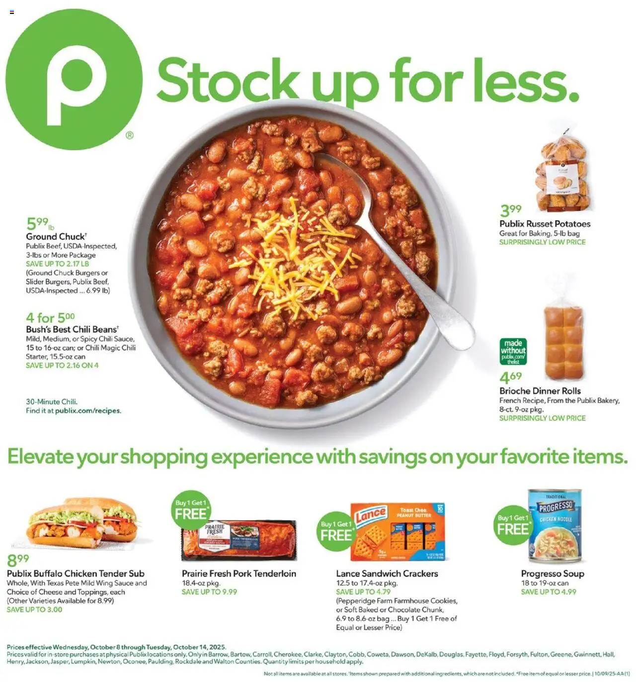 Publix Leaflet - page 1- valid from 10/08/2025