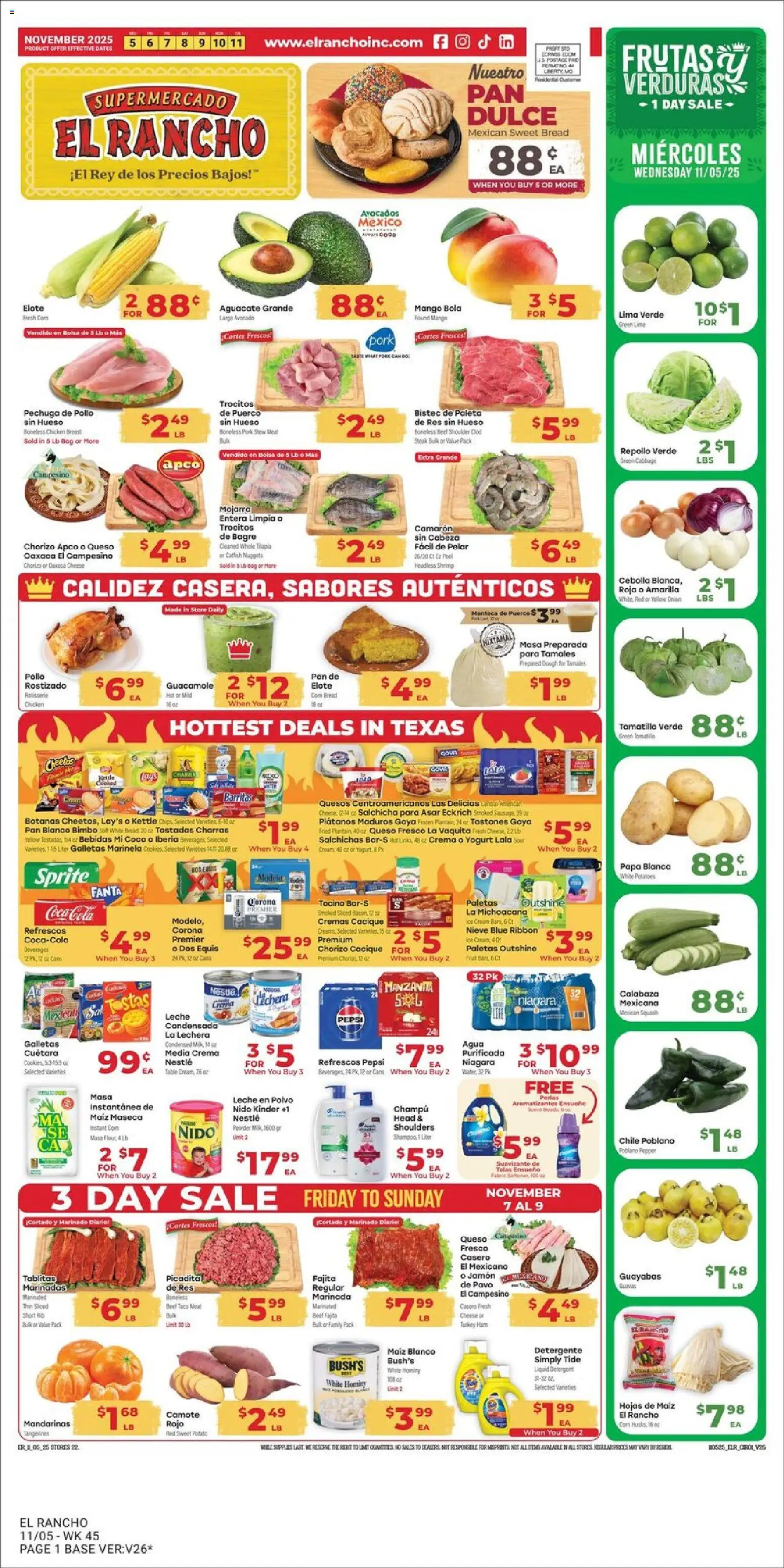 El Rancho Weekly Ad - page 1- valid from 11/05/2025