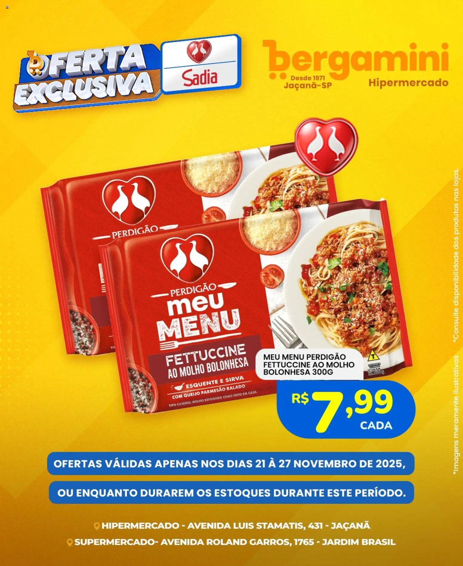 Supermercado Bergamini - Ofertas Sadia e Perdigão - página 1- válido a partir de 21/11/2025
