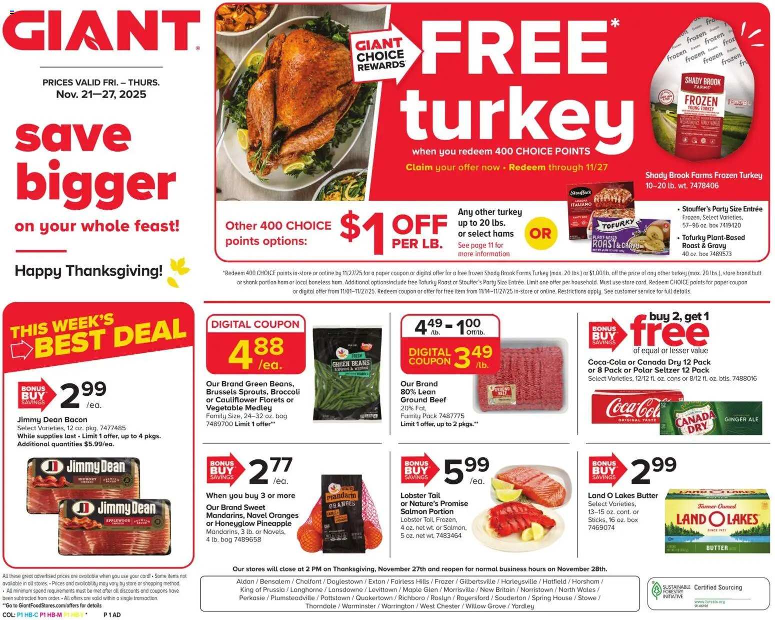 Giant Weekly Ad - page 1- valid from 11/21/2025