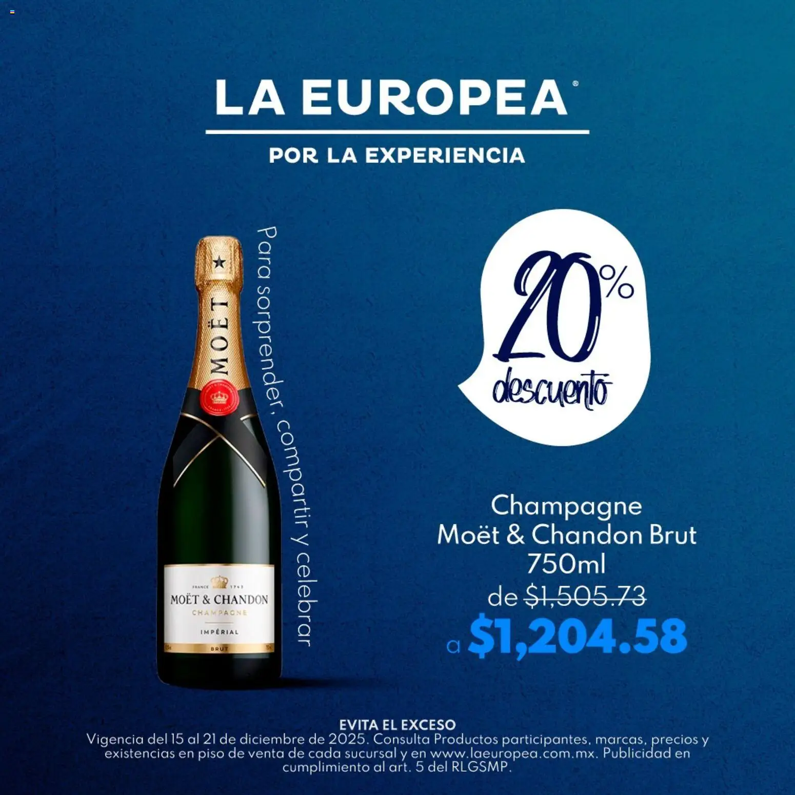 La Europea catálogo Champagne Moët & Chandon Brut - página 1- válido desde 15/12/2025
