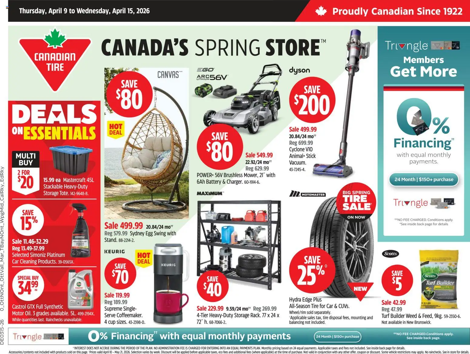 Canadian Tire weekly flyer - page 1- valid from Apr 9, 2026