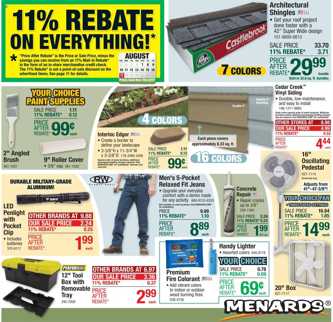 Menards Weekly Ad - page 1- valid from 08/06/2025