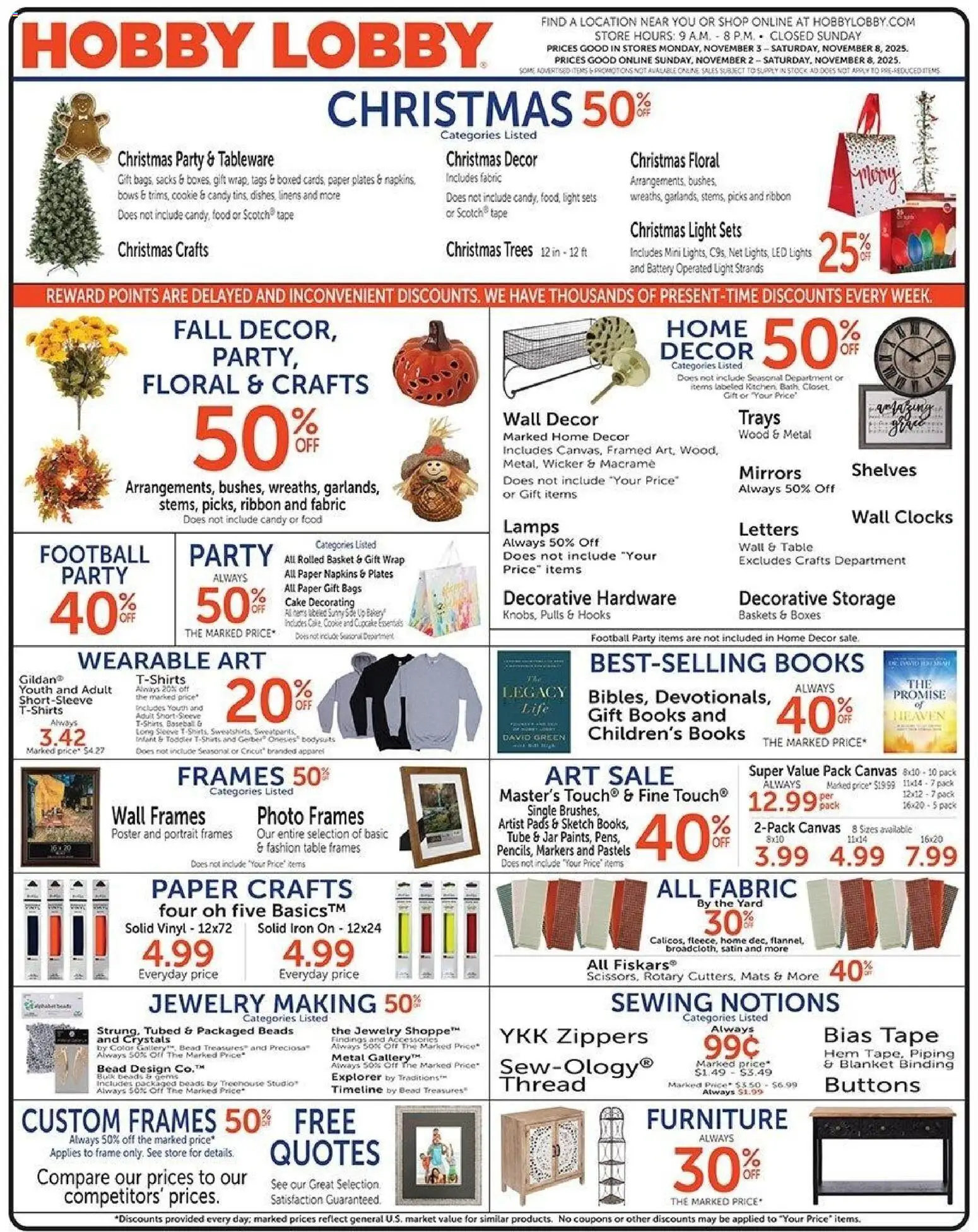 Hobby Lobby Weekly Ad - page 1- valid from 11/02/2025
