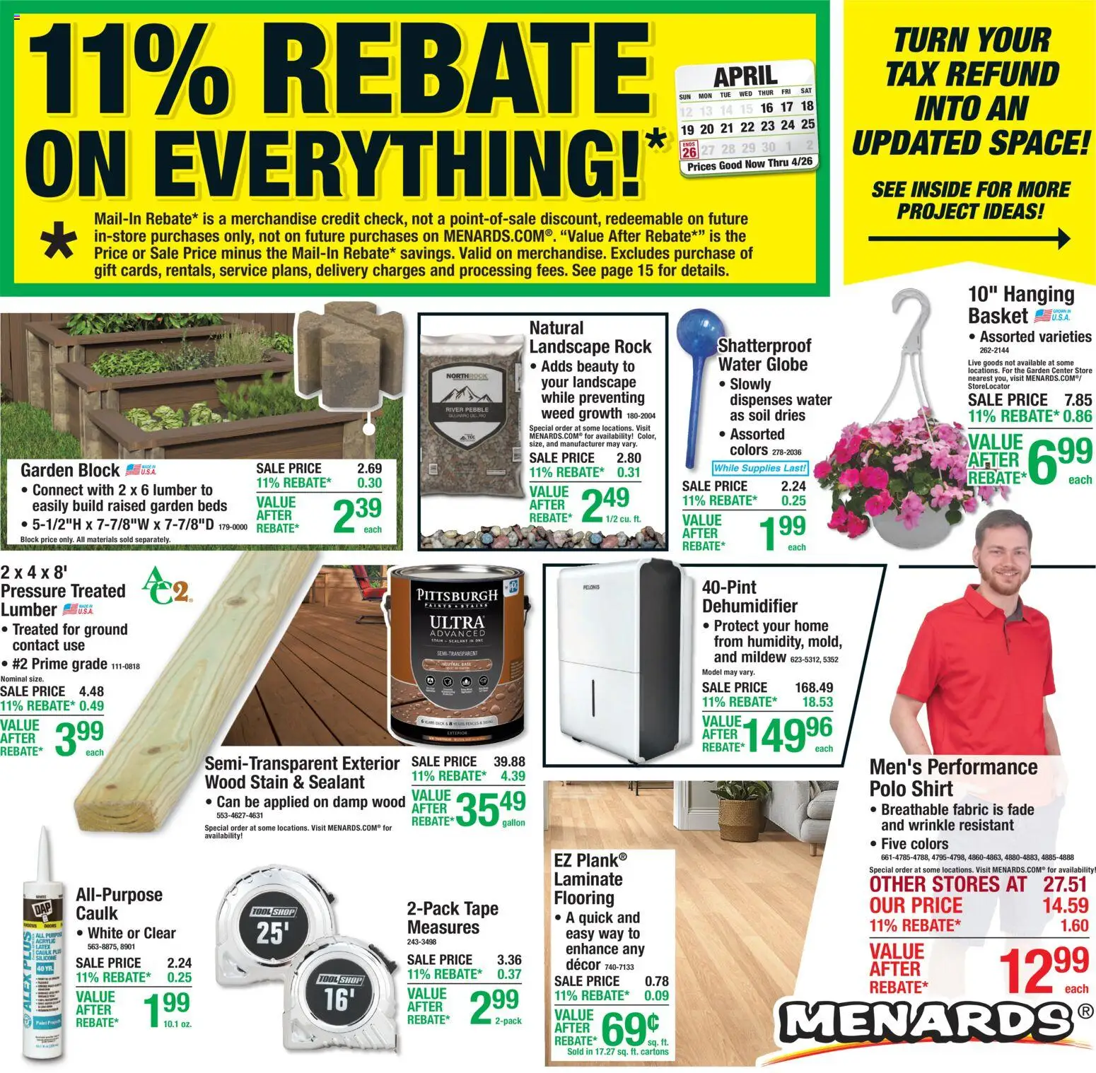 Menards Weekly Ad - page 1- valid from 04/16/2026
