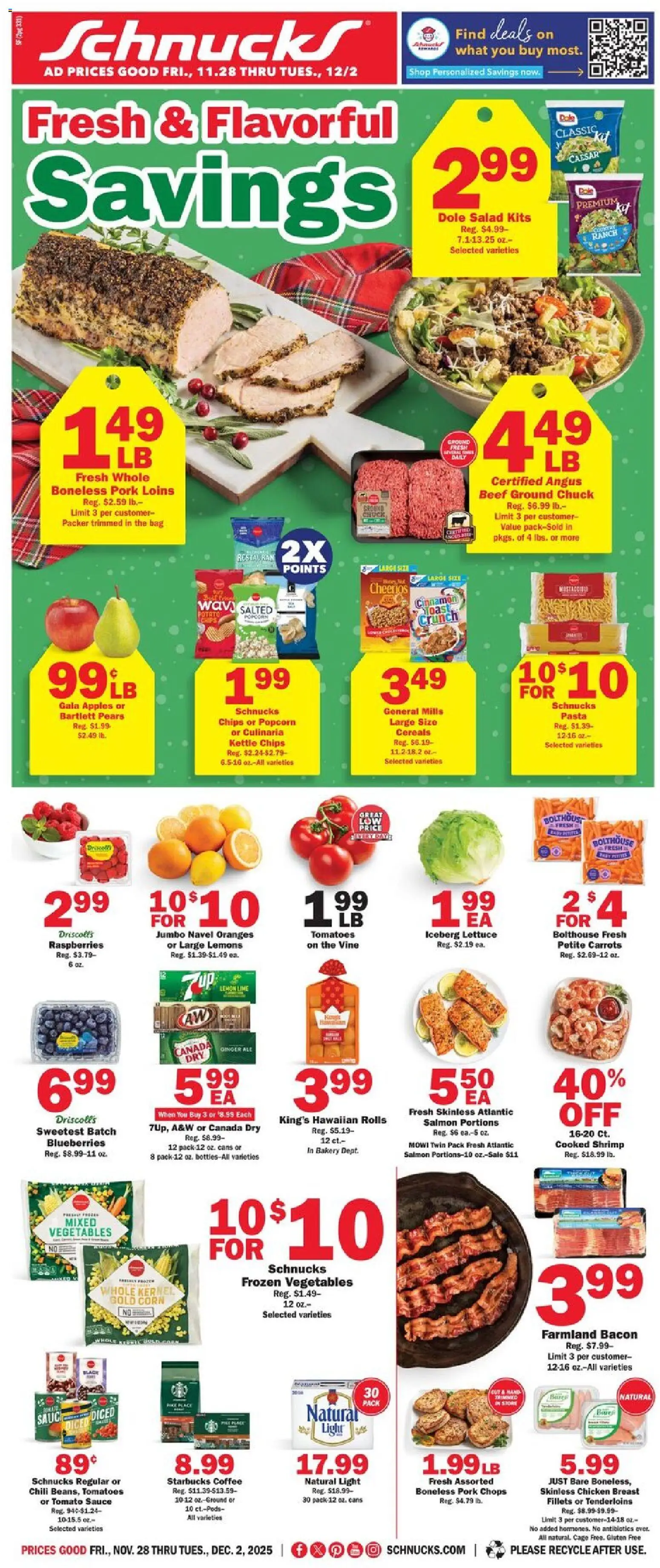 Schnucks Ad - page 1- valid from 11/28/2025
