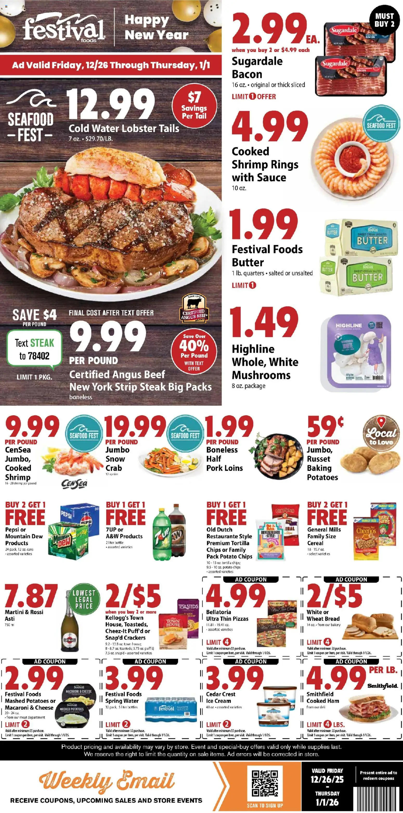 Festival Foods Weekly Ad - page 1- valid from 12/26/2025