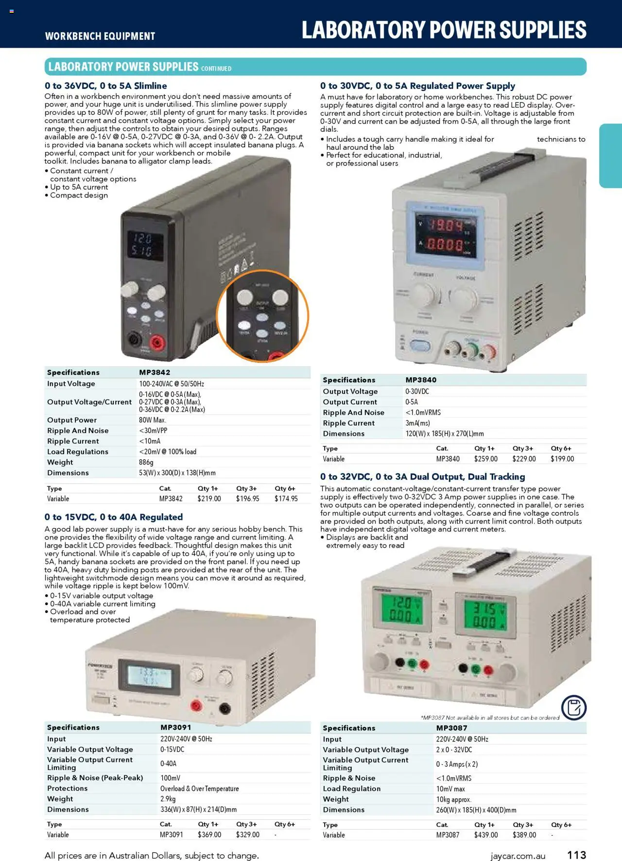 Jaycar Engineering & Scientific Catalogue 2025/2026  - page 113- valid from 09/07/2025