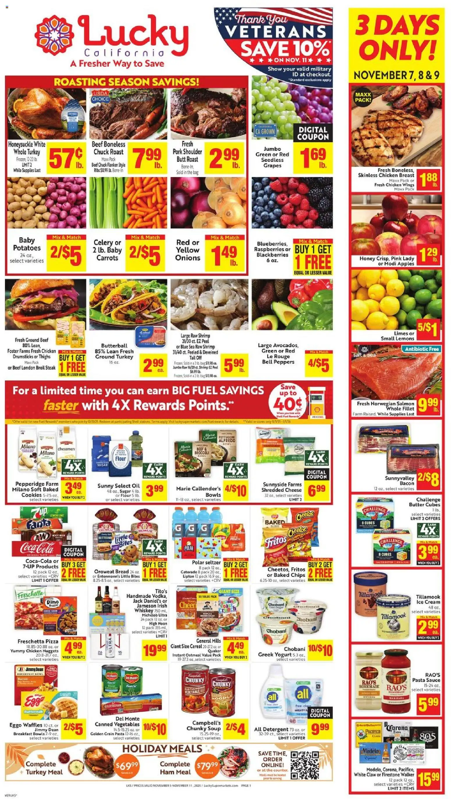 Lucky Supermarkets Weekly - CA - page 1- valid from 11/05/2025