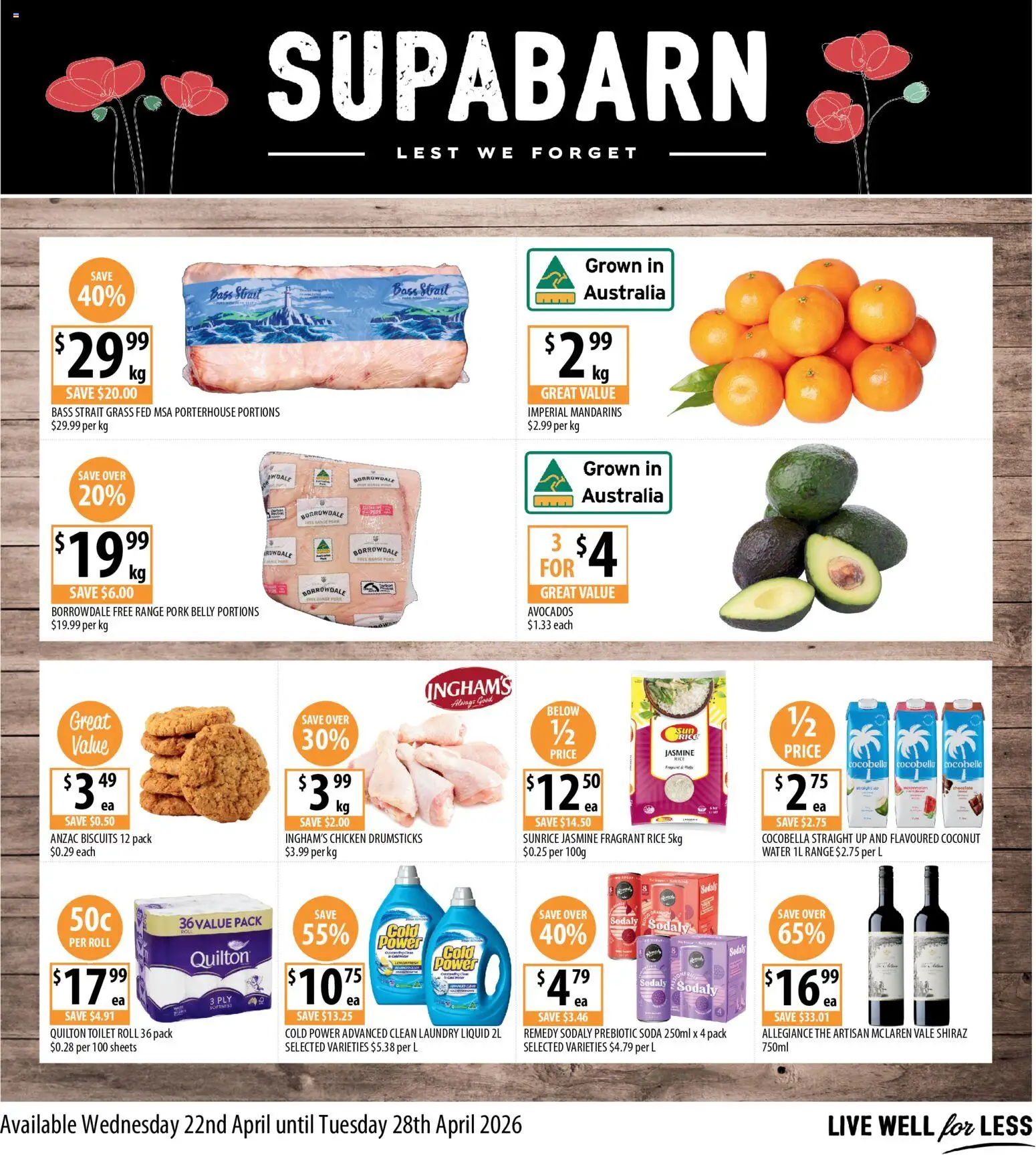 Supabarn catalogue  - page 1- valid from 22/04/2026
