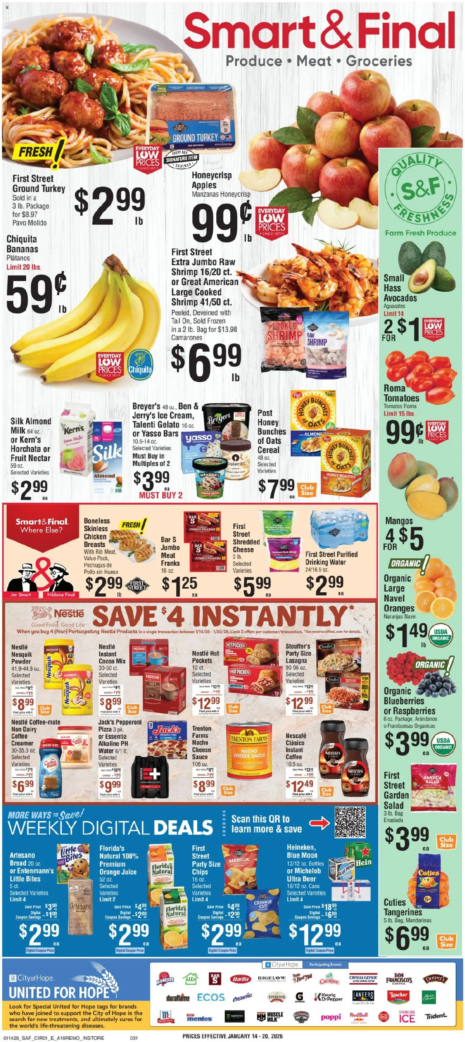 Smart & Final Weekly Ad - page 1- valid from 01/14/2026