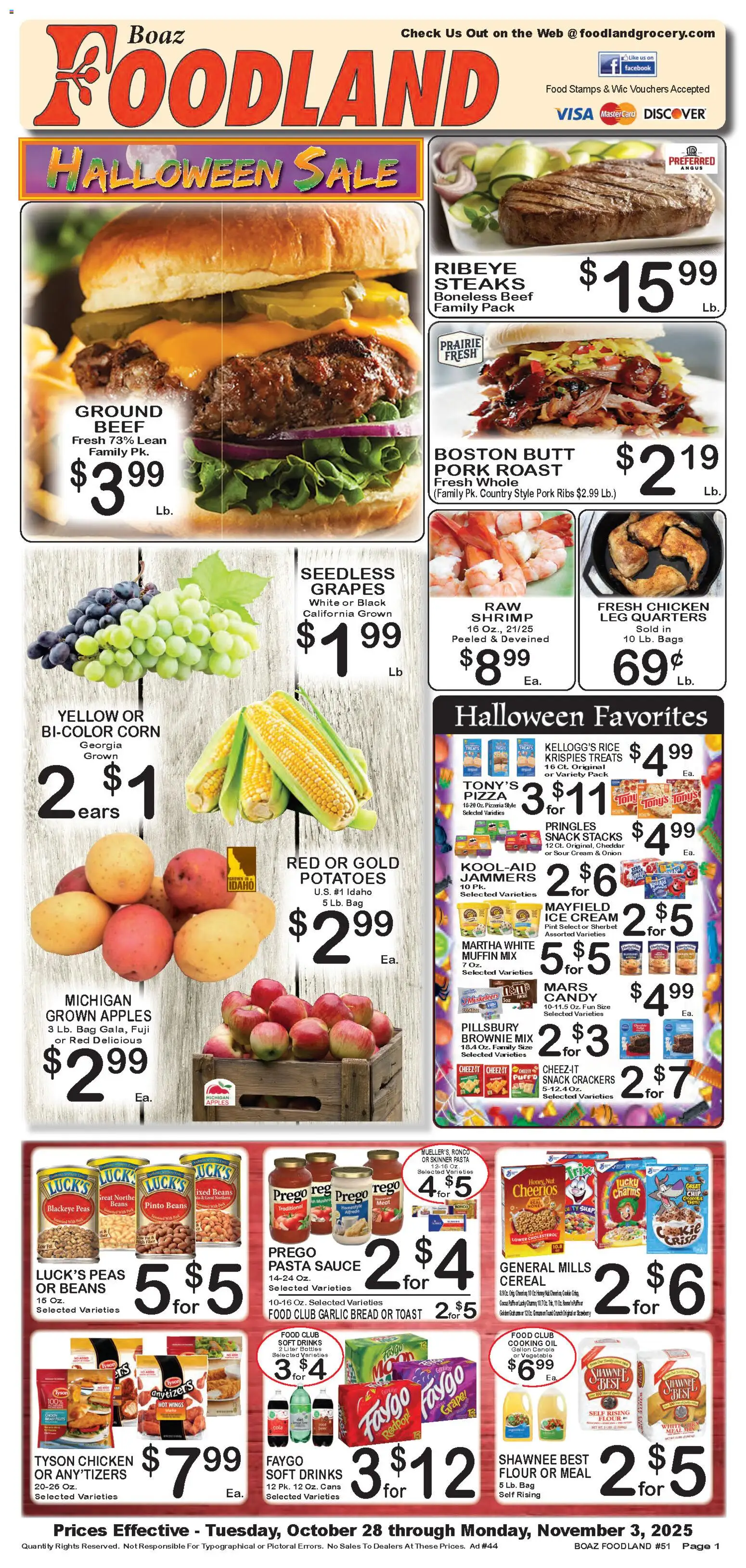 Foodland Weekly Ad - page 1- valid from 10/28/2025