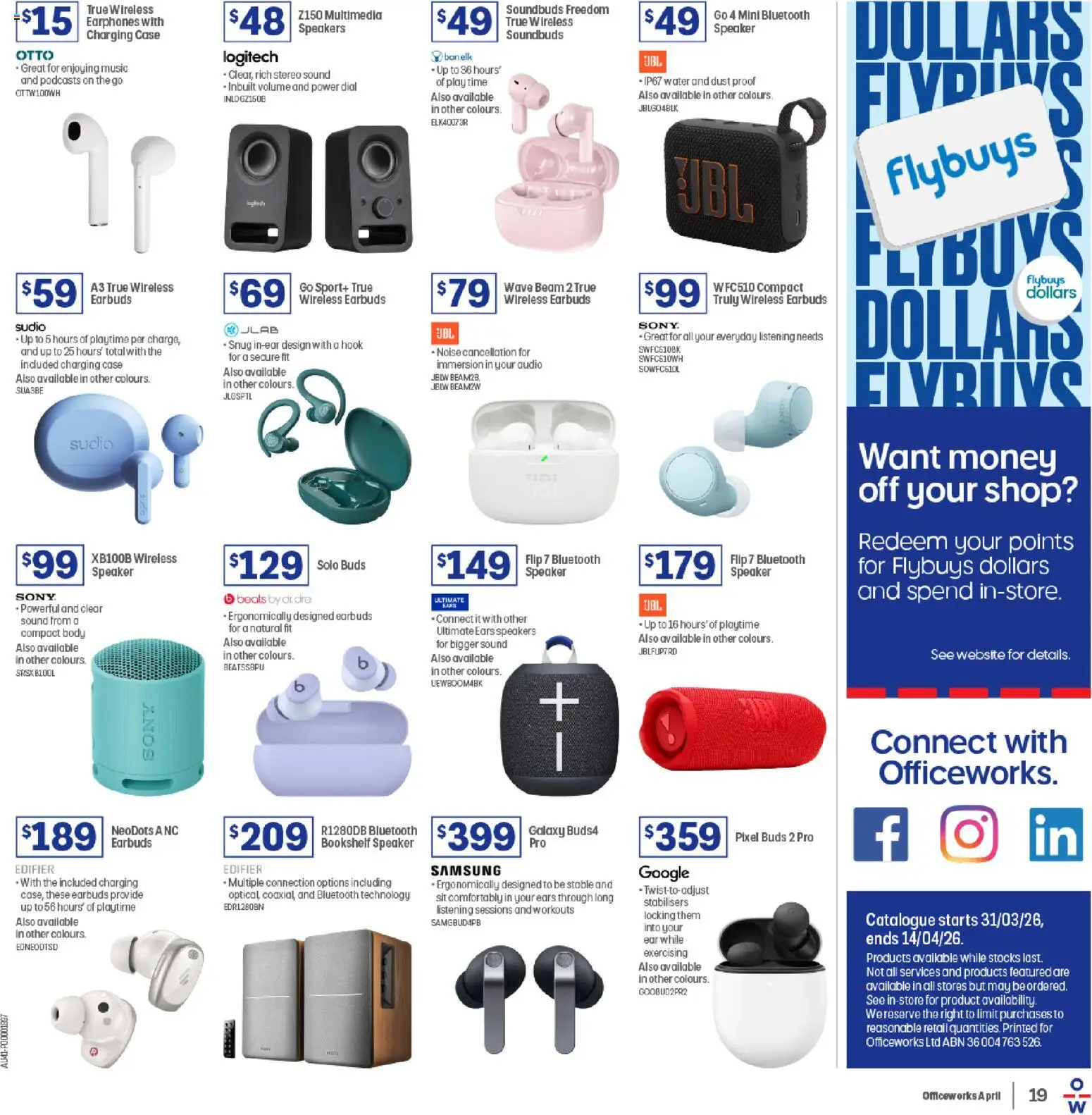 Officeworks catalogue  - page 19- valid from 31/03/2026