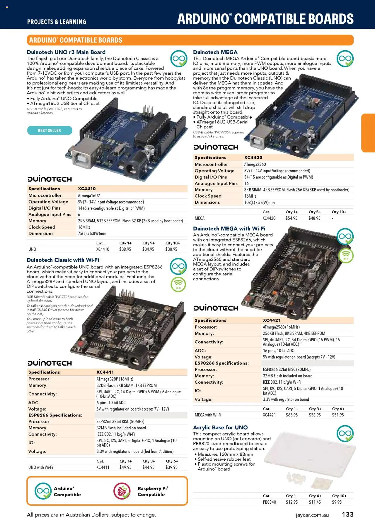 Jaycar Engineering & Scientific Catalogue 2025/2026  - page 133- valid from 09/07/2025