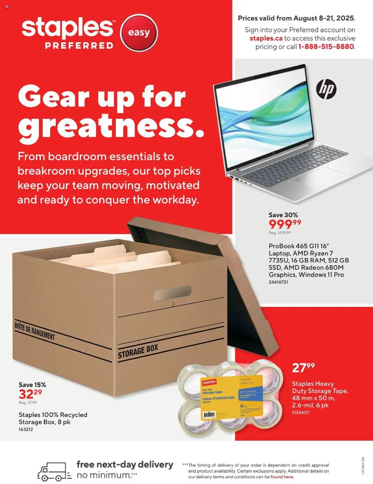 Staples - Business Flyer - page 1- valid from Aug 8, 2025