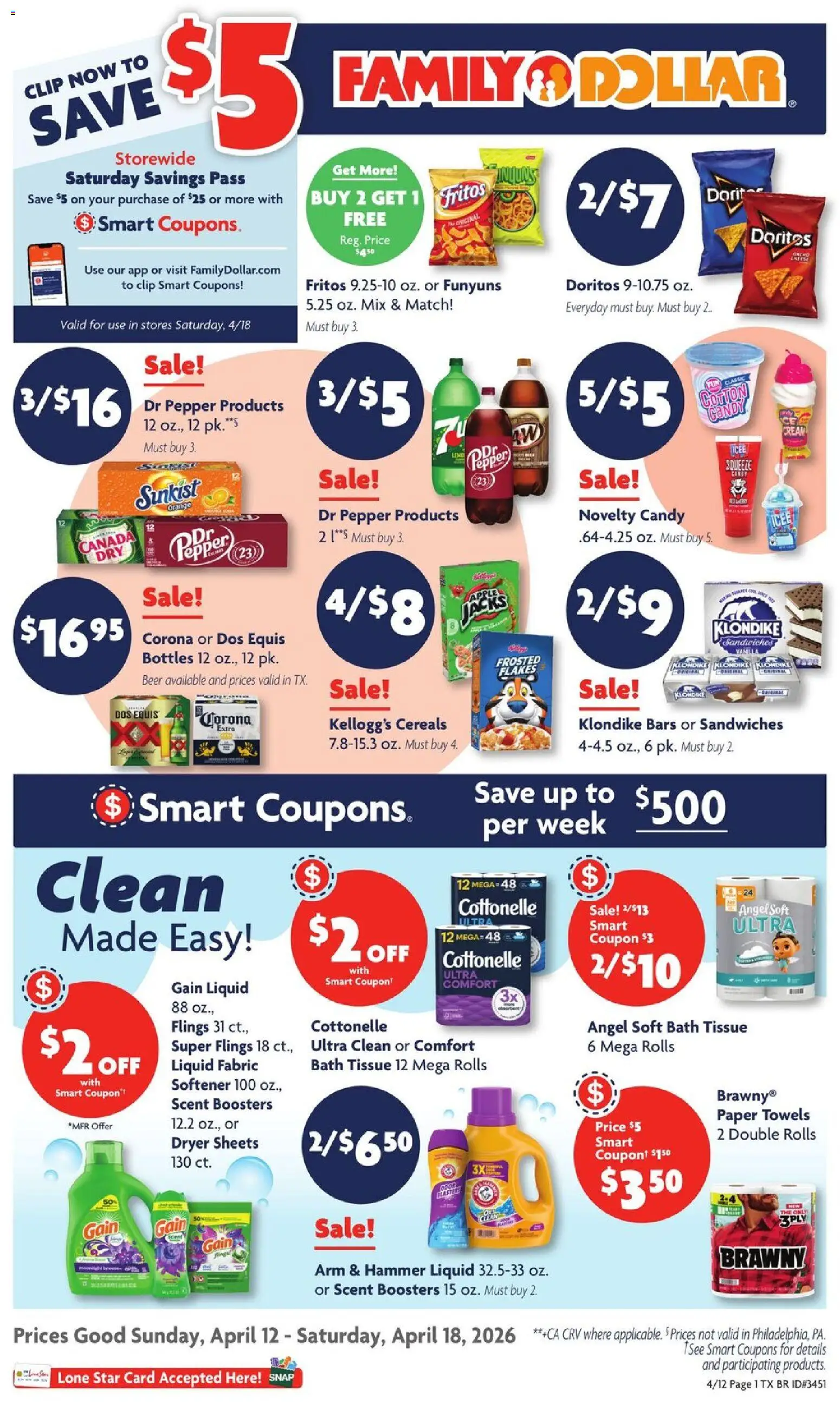 Family Dollar Weekly Ad - page 1- valid from 04/12/2026