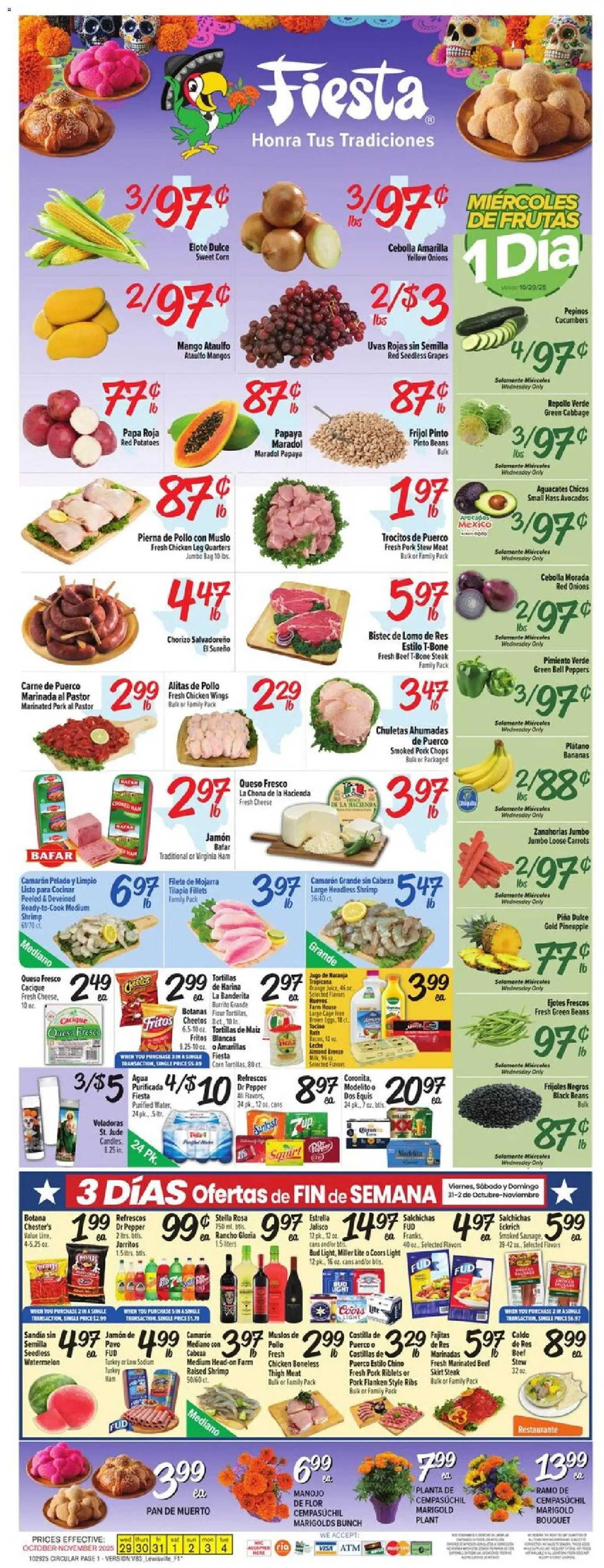 Fiesta Mart Weekly Ad - page 1- valid from 10/29/2025