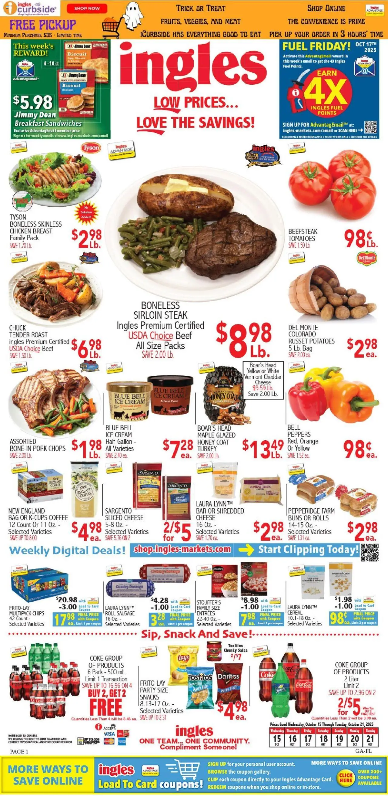 Ingles Weekly Ad - page 1- valid from 10/15/2025