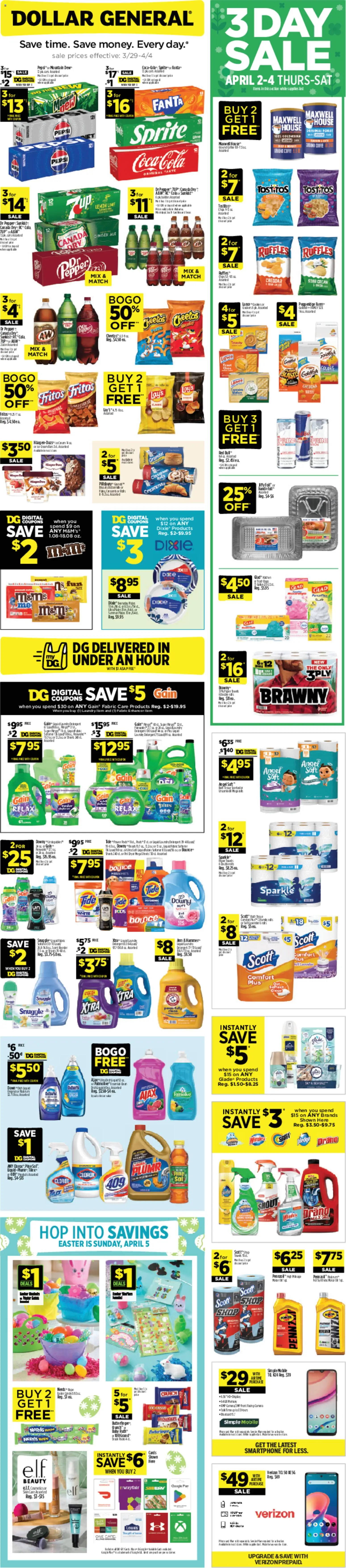 Dollar General Weekly Ad - page 1- valid from 03/29/2026