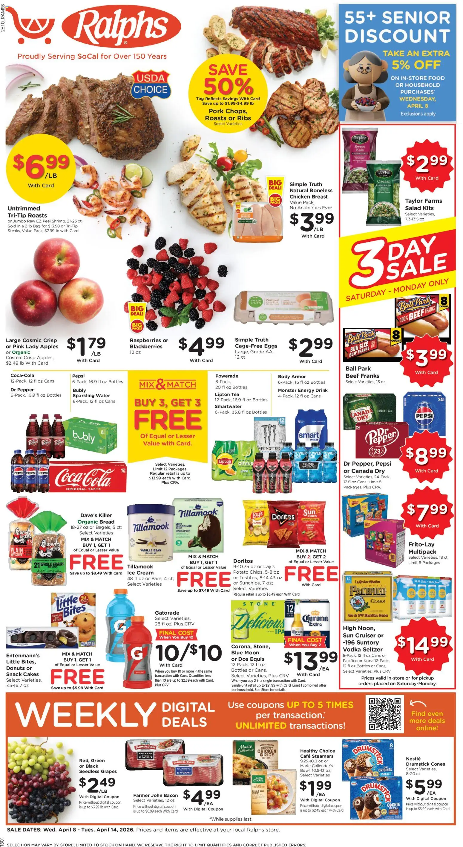 Ralphs Weekly Ad - page 1- valid from 04/08/2026