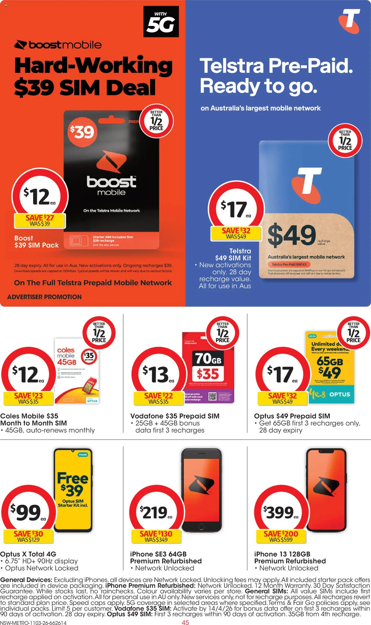 Coles catalogue  - page 45- valid from 11/03/2026