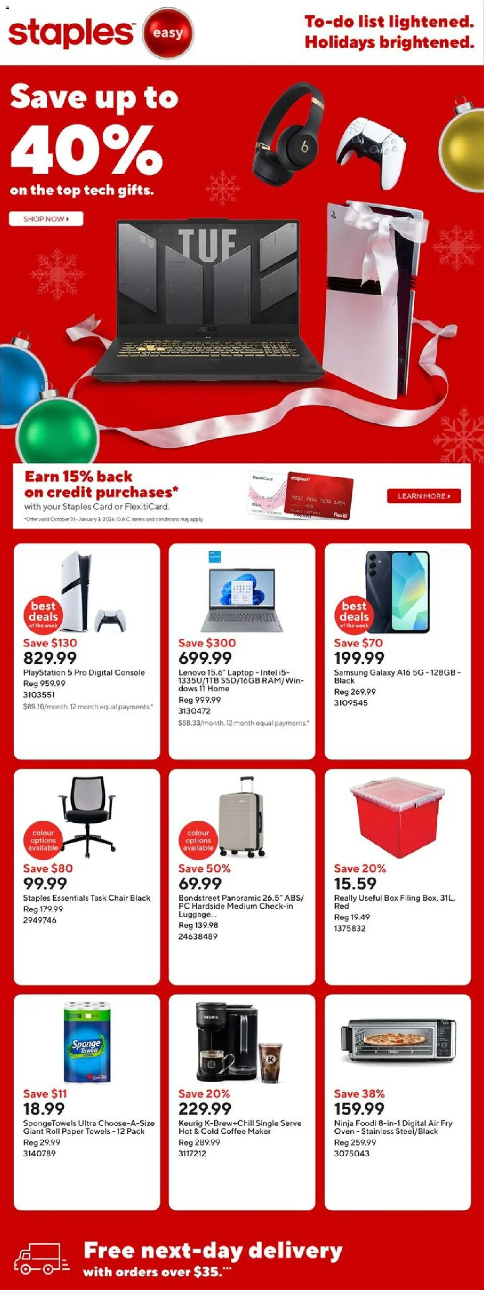 Staples weekly flyer / circulaire - page 1- valid from Dec 5, 2025
