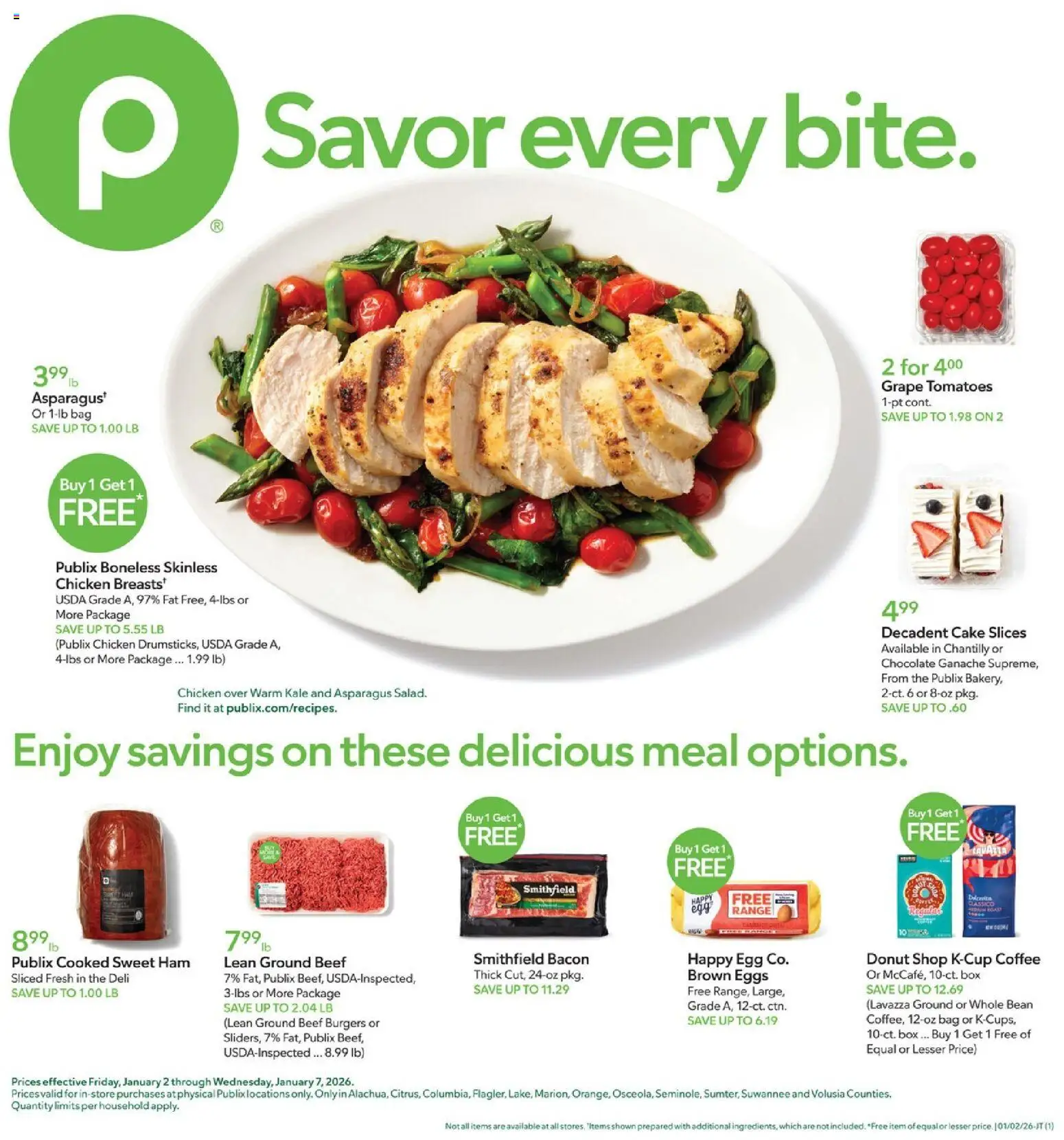 Publix Weekly Ad - page 1- valid from 01/02/2026