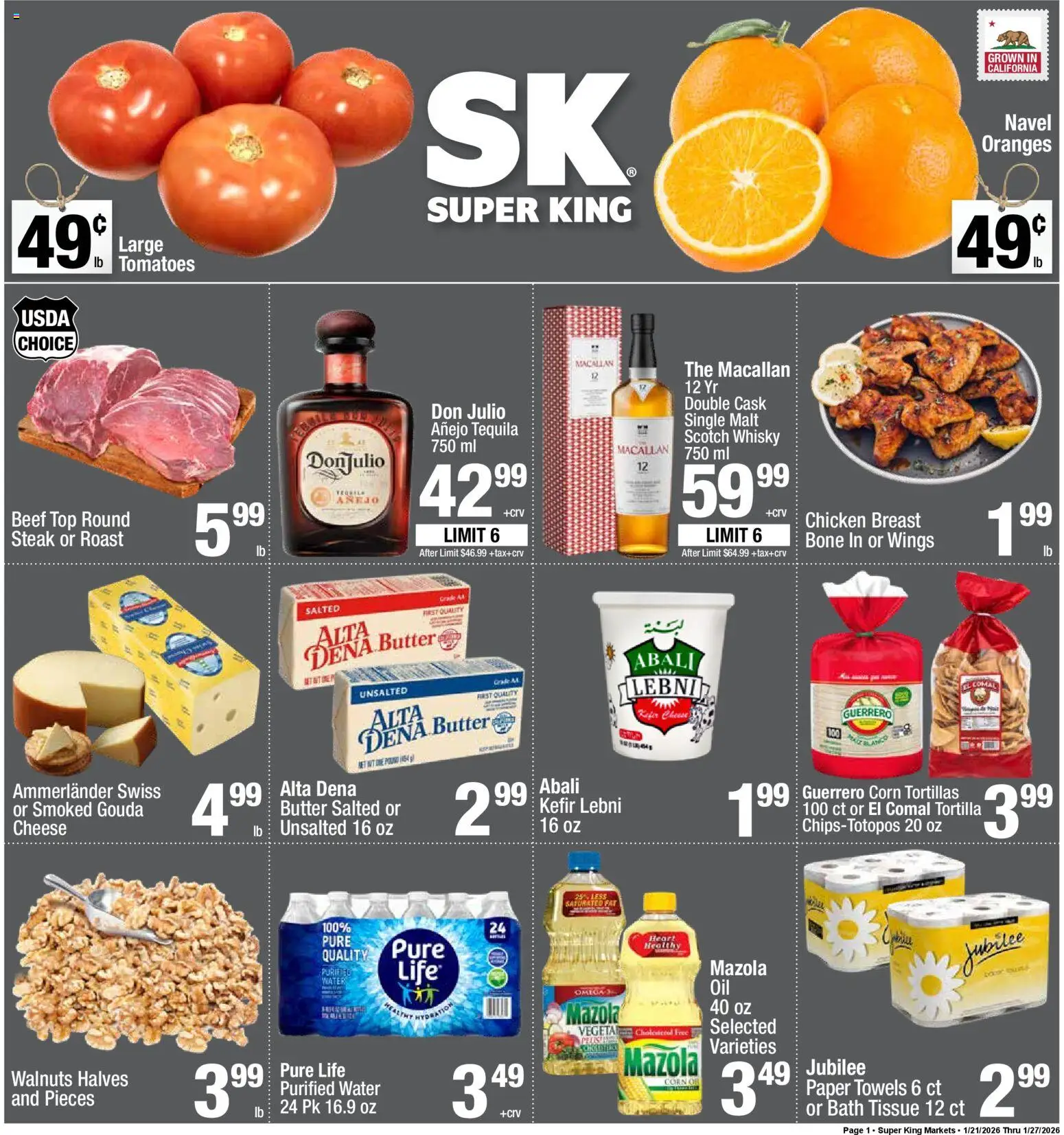 Super King Weekly Ad - page 1- valid from 01/21/2026