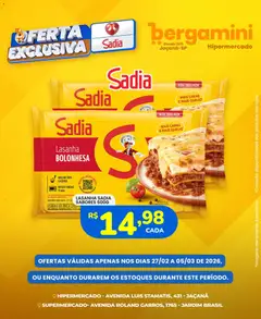 Pré-visualização Supermercado Bergamini ofertas Sadia e a Perdigão válida a partir de 27/02/2026