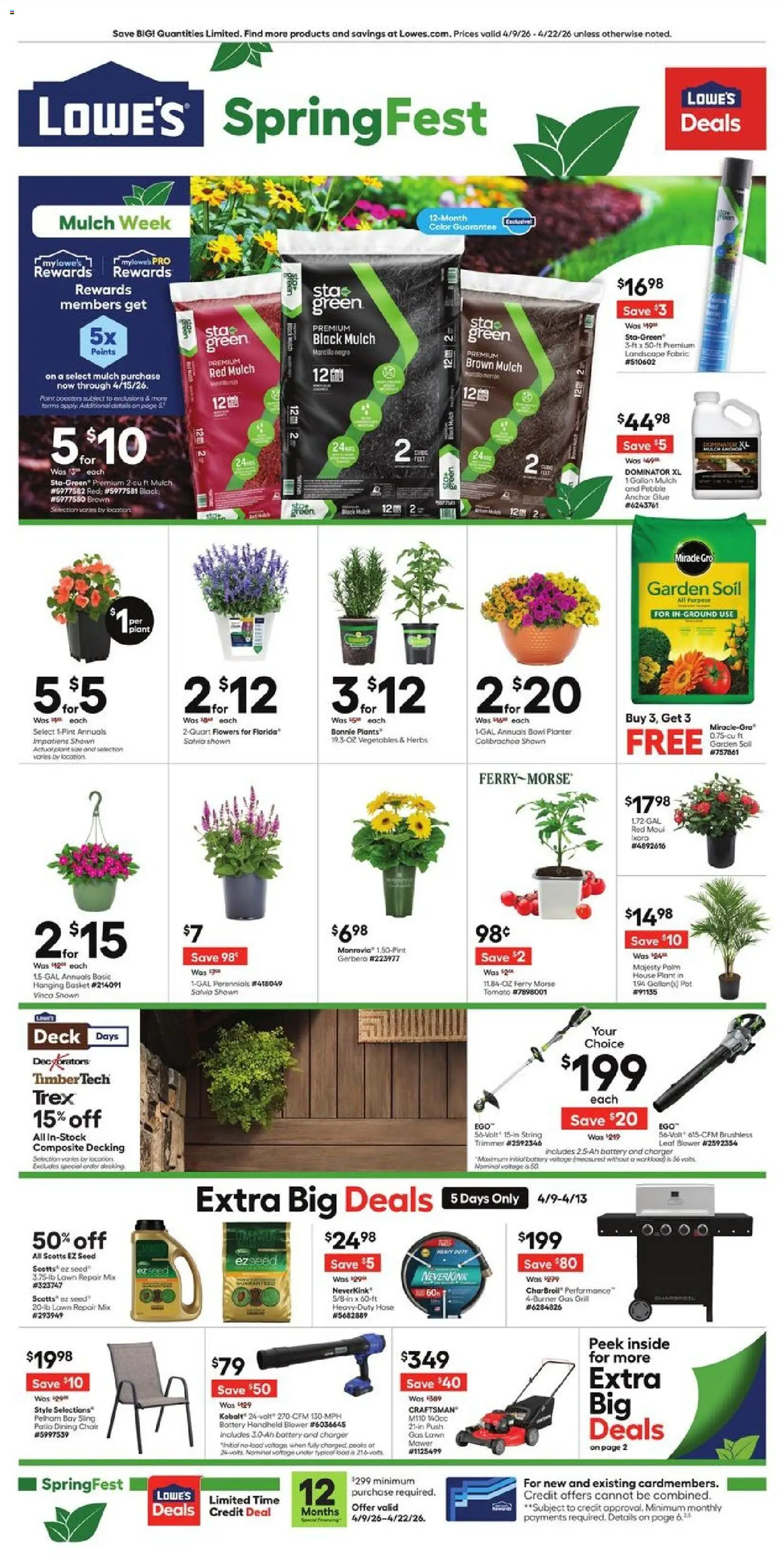 Lowe's Weekly Ad - page 1- valid from 04/09/2026