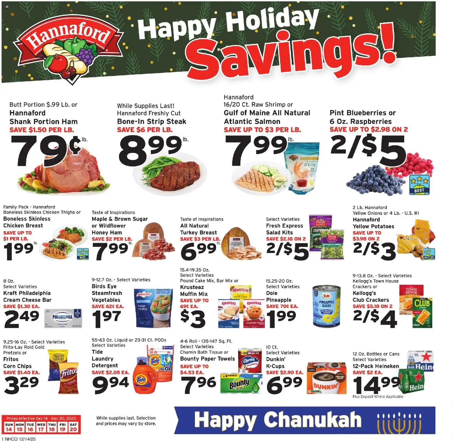 Hannaford Weekly Ad - page 1- valid from 12/14/2025