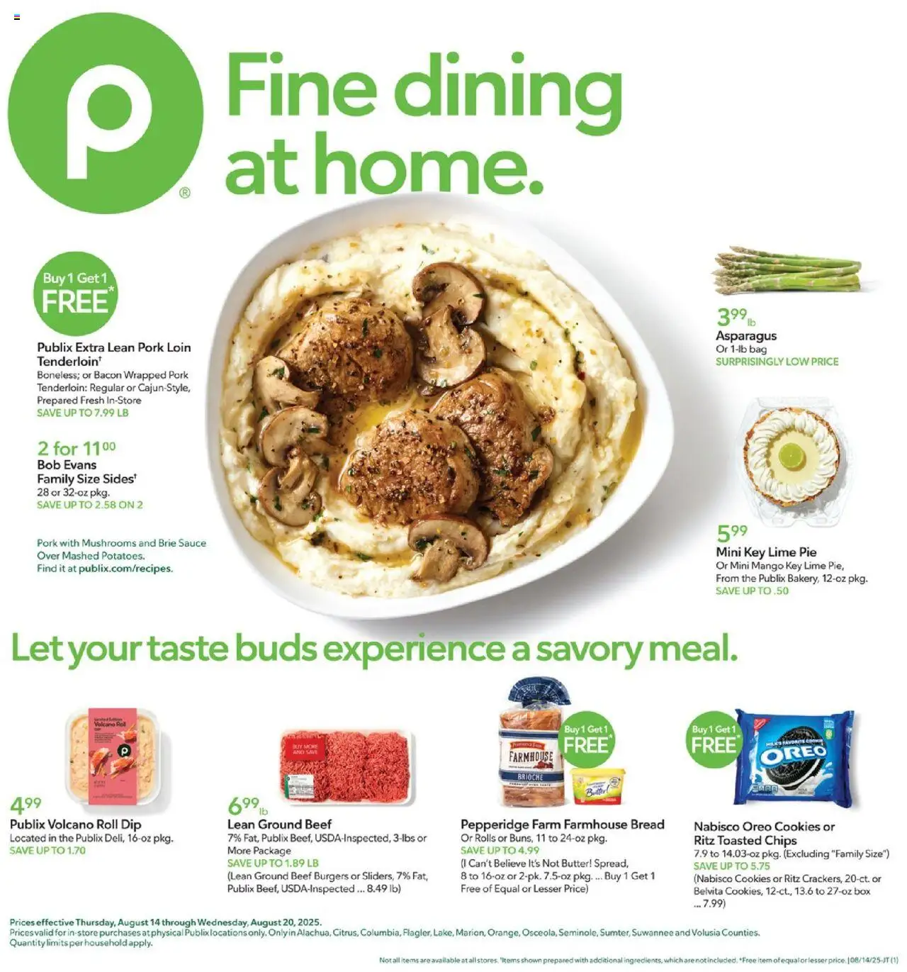 Publix Weekly Ad - page 1- valid from 08/13/2025